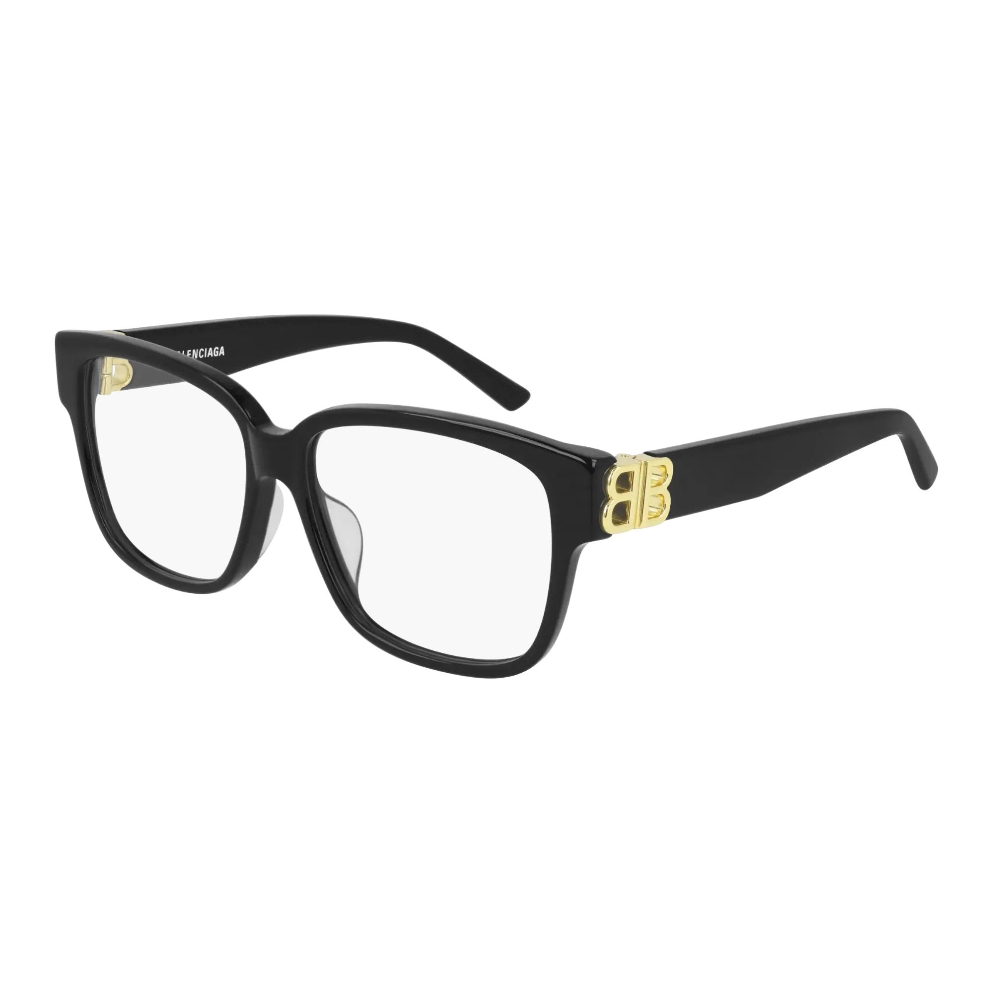 Balenciaga BB0104O-001 Optical Black Gold Transparent Frames; Size 56