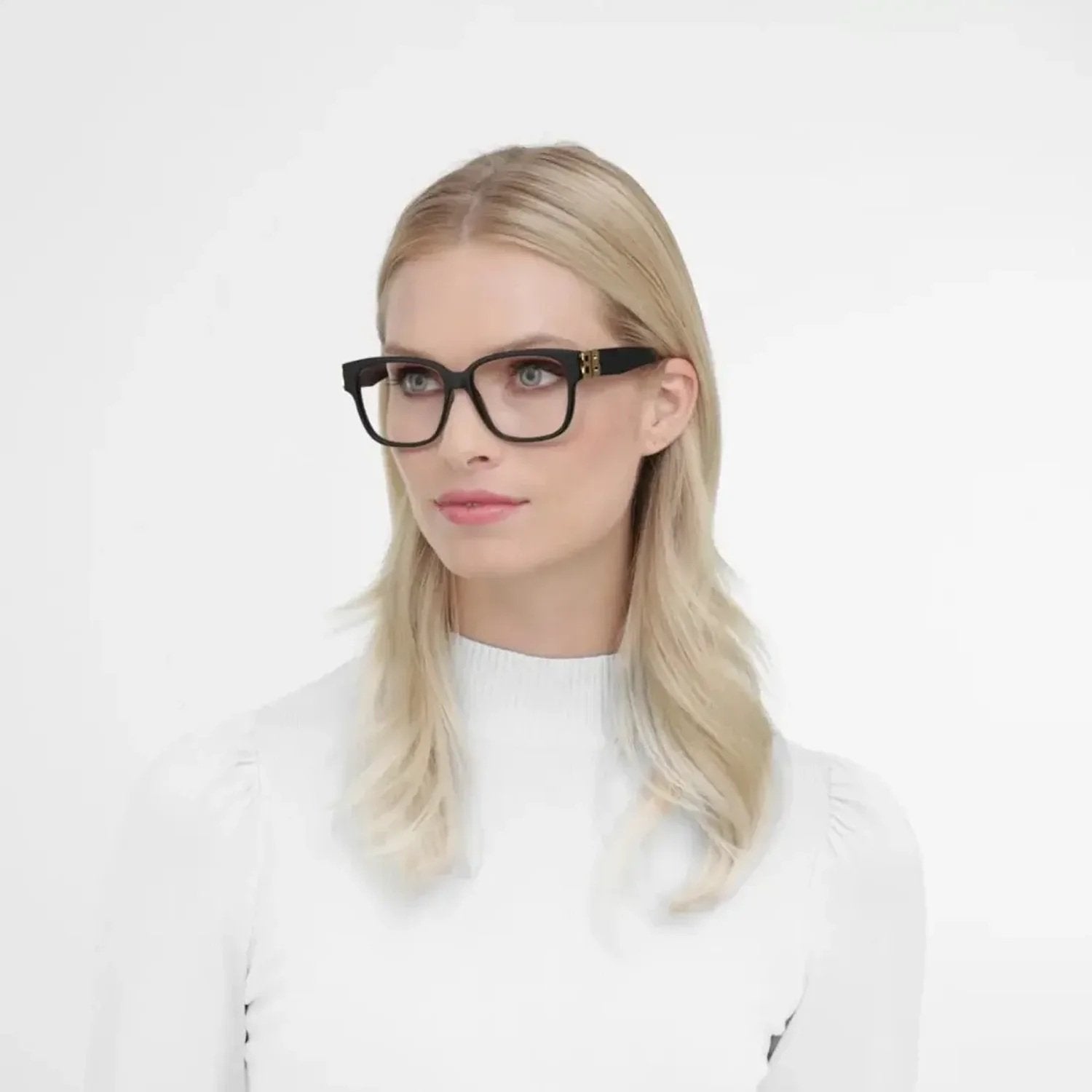 Balenciaga BB0104O-001 Optical Black Gold Transparent Frames; Size 56