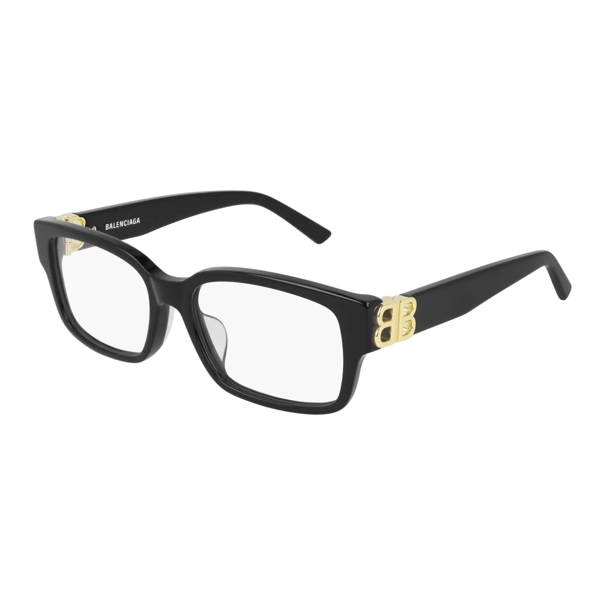 Balenciaga BB0105O-001 Optical Black Gold Transparent Frames; Size 54