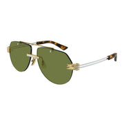 Bottega Veneta BV1342S-003 Sunglasses Gold Silver Green Frames; Size 59