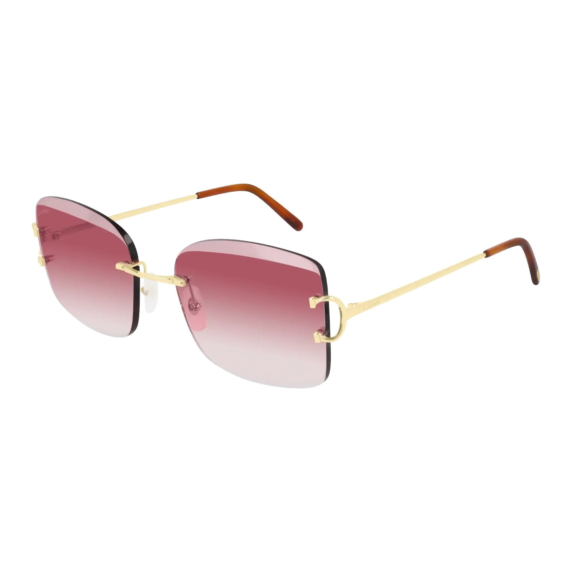 Cartier CT0007RS-001 Sunglasses Gold Red Frames; Size 57