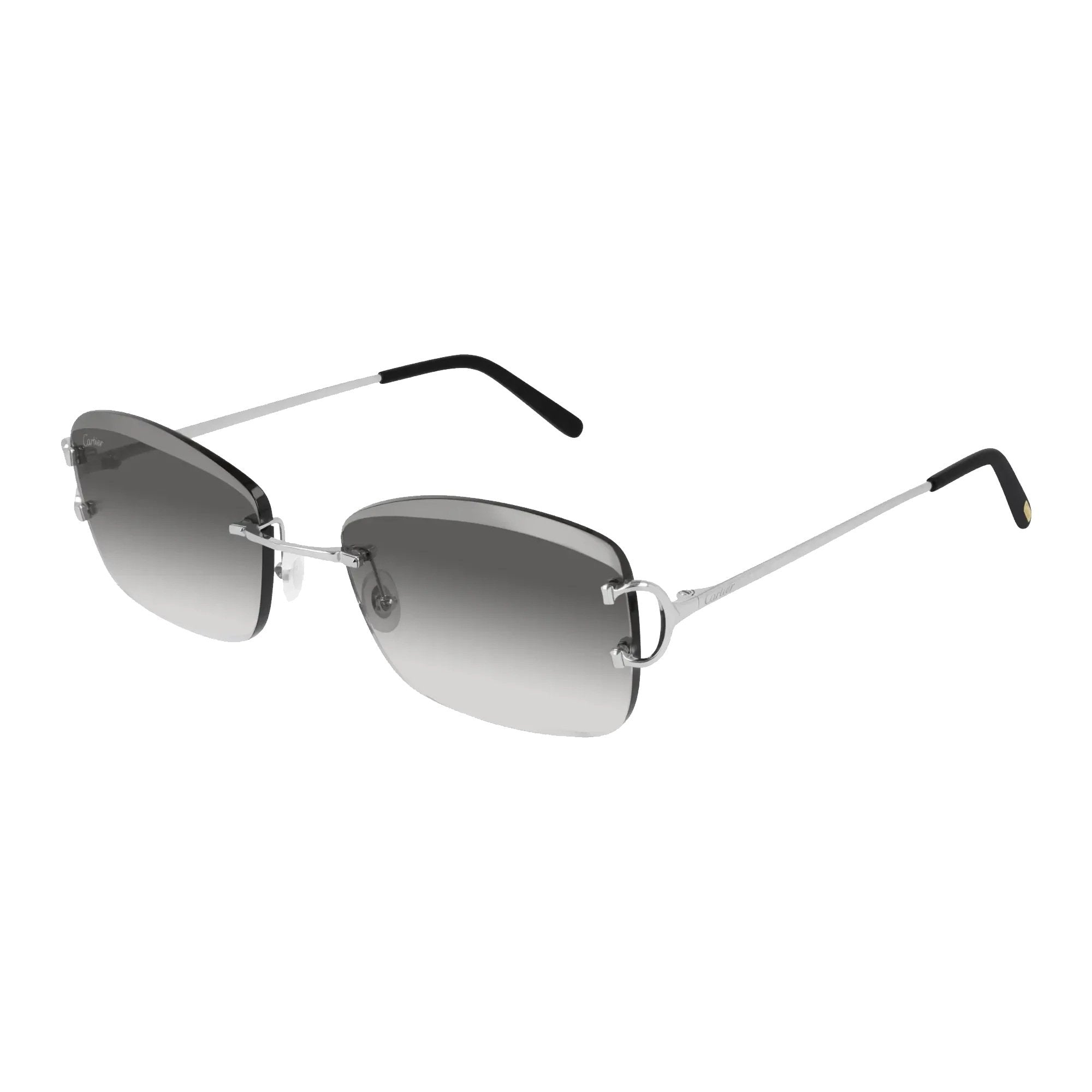 Cartier CT0010RS-001 Sunglasses Silver Grey Frames; Size 57