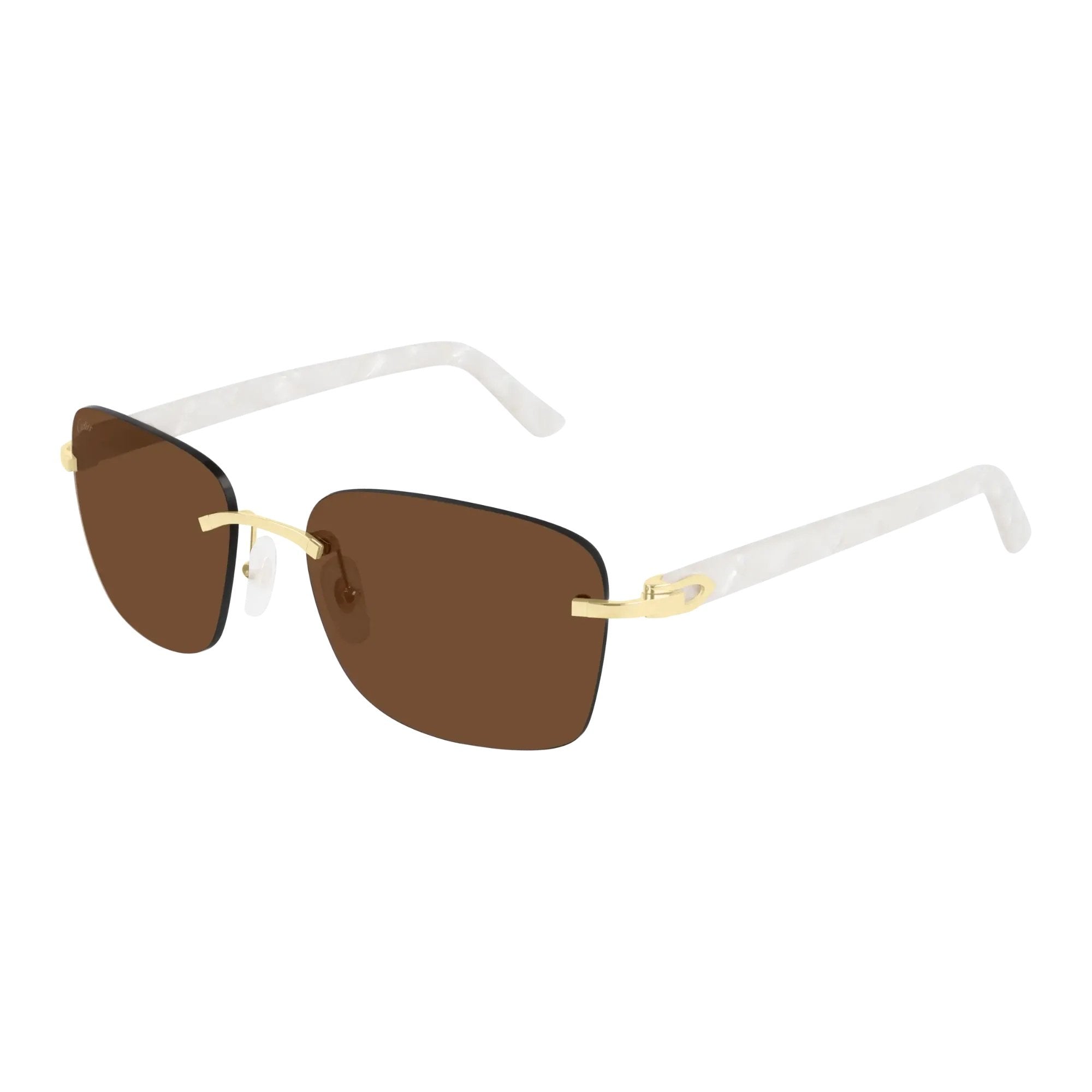 Cartier CT0034RS-001 Sunglasses Gold White Brown Frames; Size 56