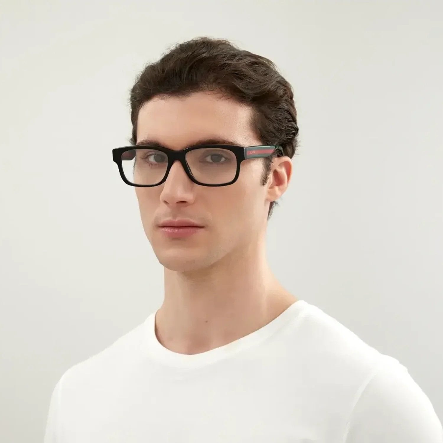 Gucci GG0343O-007 Optical Black Multicolor Transparent Frames; Size 57