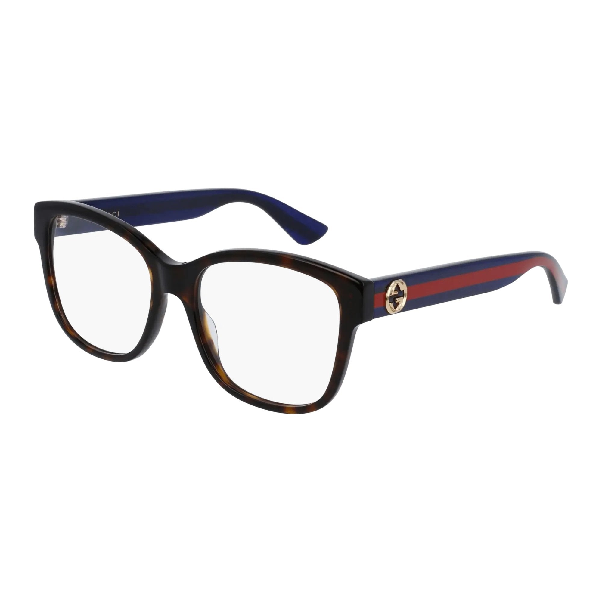 Gucci GG0038ON-003 Optical Havana Blue Transparent Frames; Size 54
