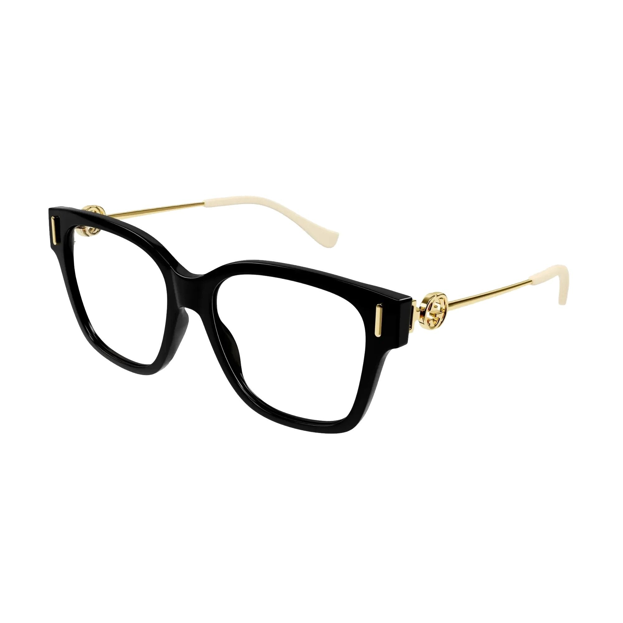 Gucci GG1204O-001 Optical Black Gold Transparent Frames; Size 55