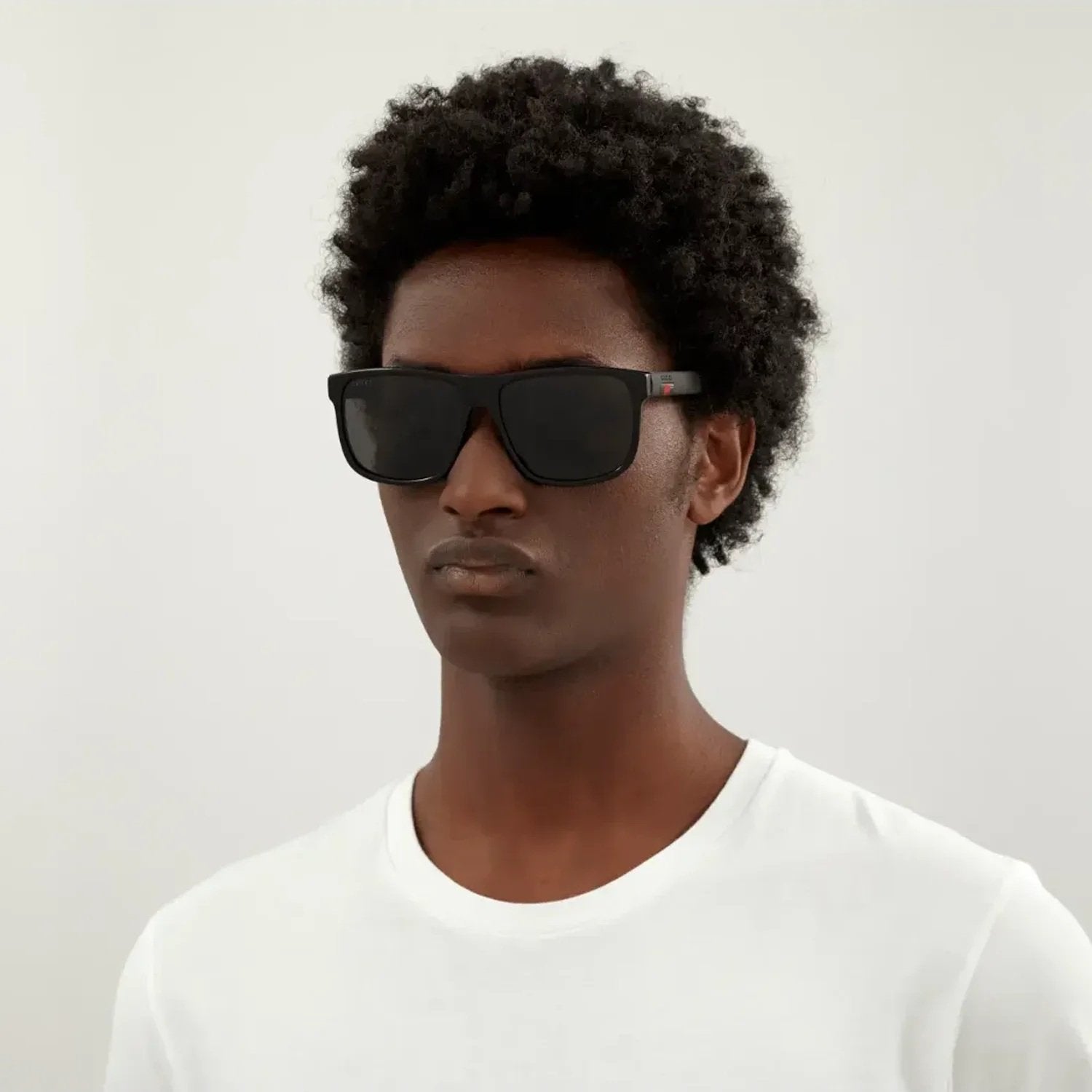 Gucci GG0010S-001 Sunglasses Black Grey Transparent Frames; Size 58