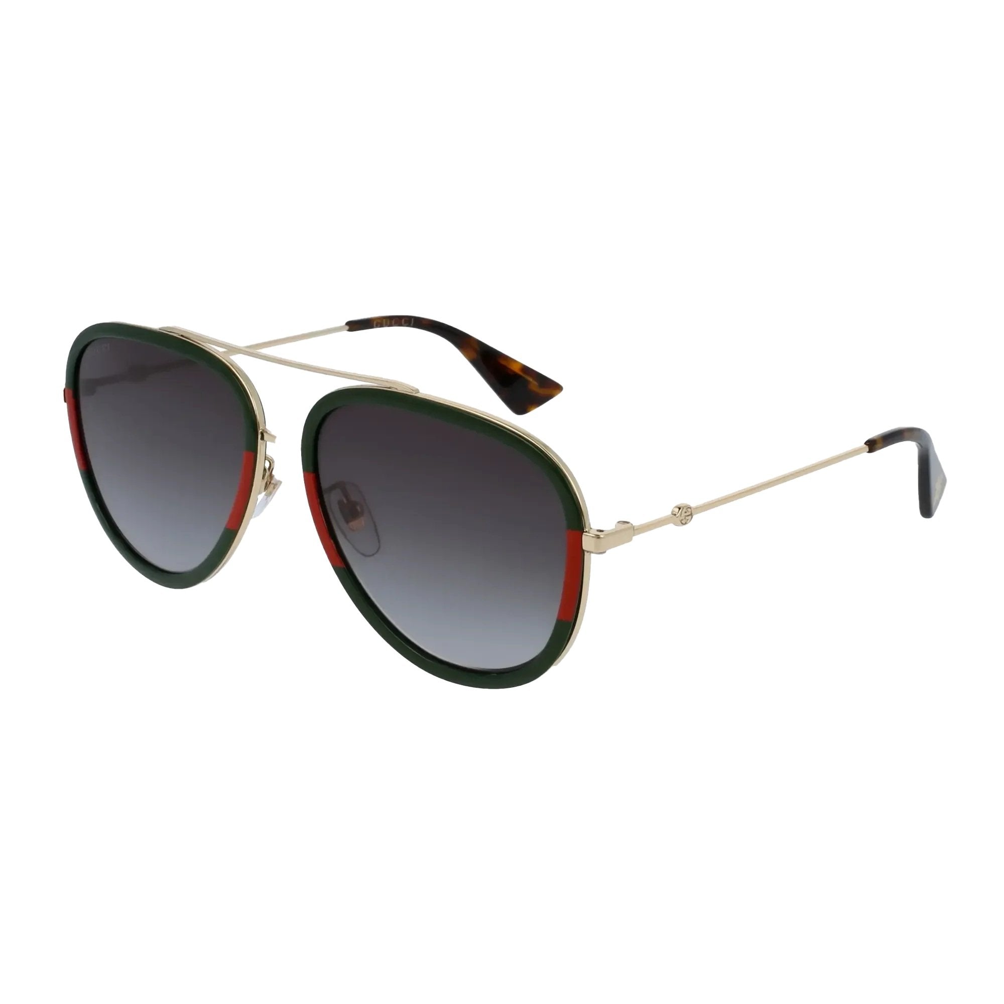Gucci GG0062S-003 Sunglasses Gold Green Frames; Size 57