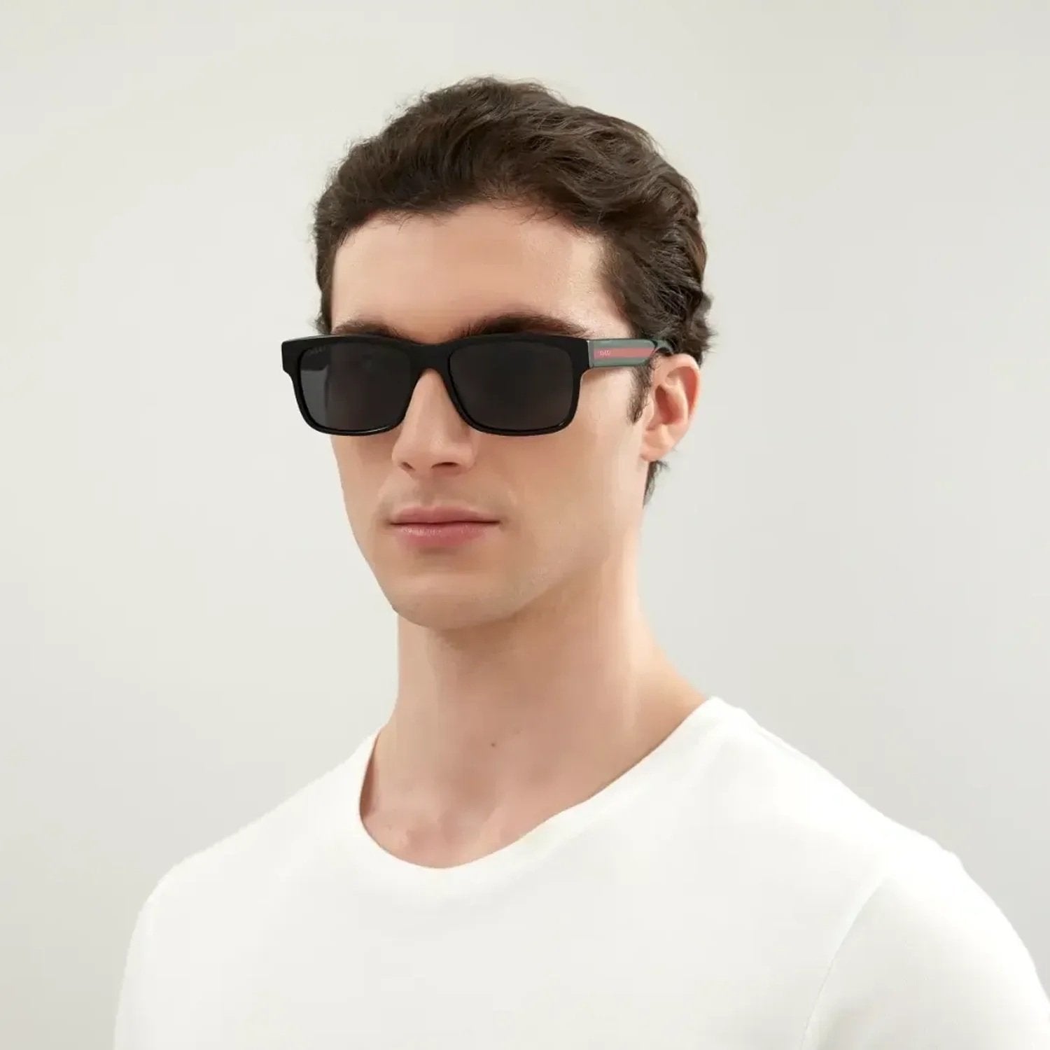 Gucci GG0340S-006 Sunglasses Black Multicolor Grey Frames; Size 58