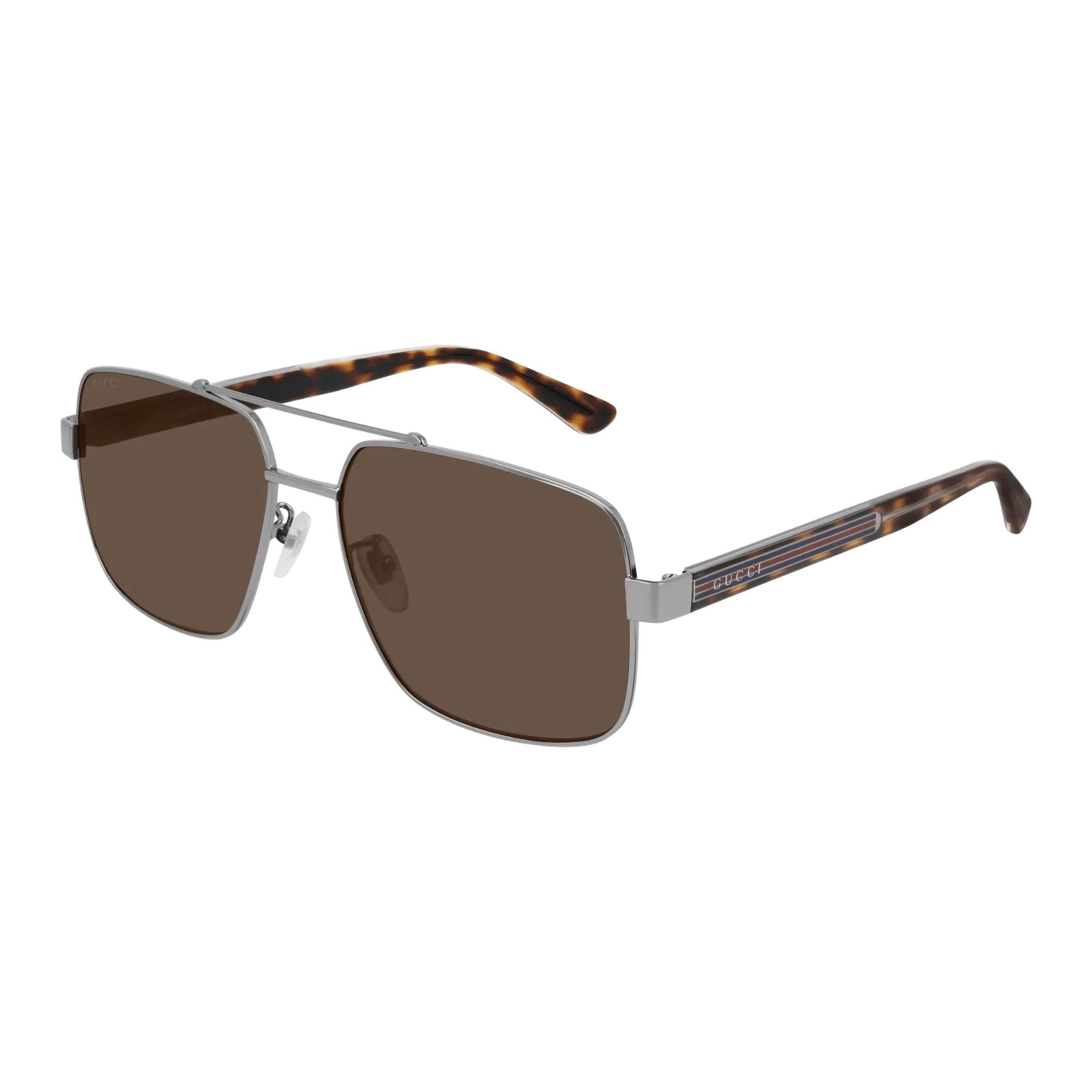Gucci GG0529S-002 Sunglasses Ruthenium Crystal Brown Frames; Size 60