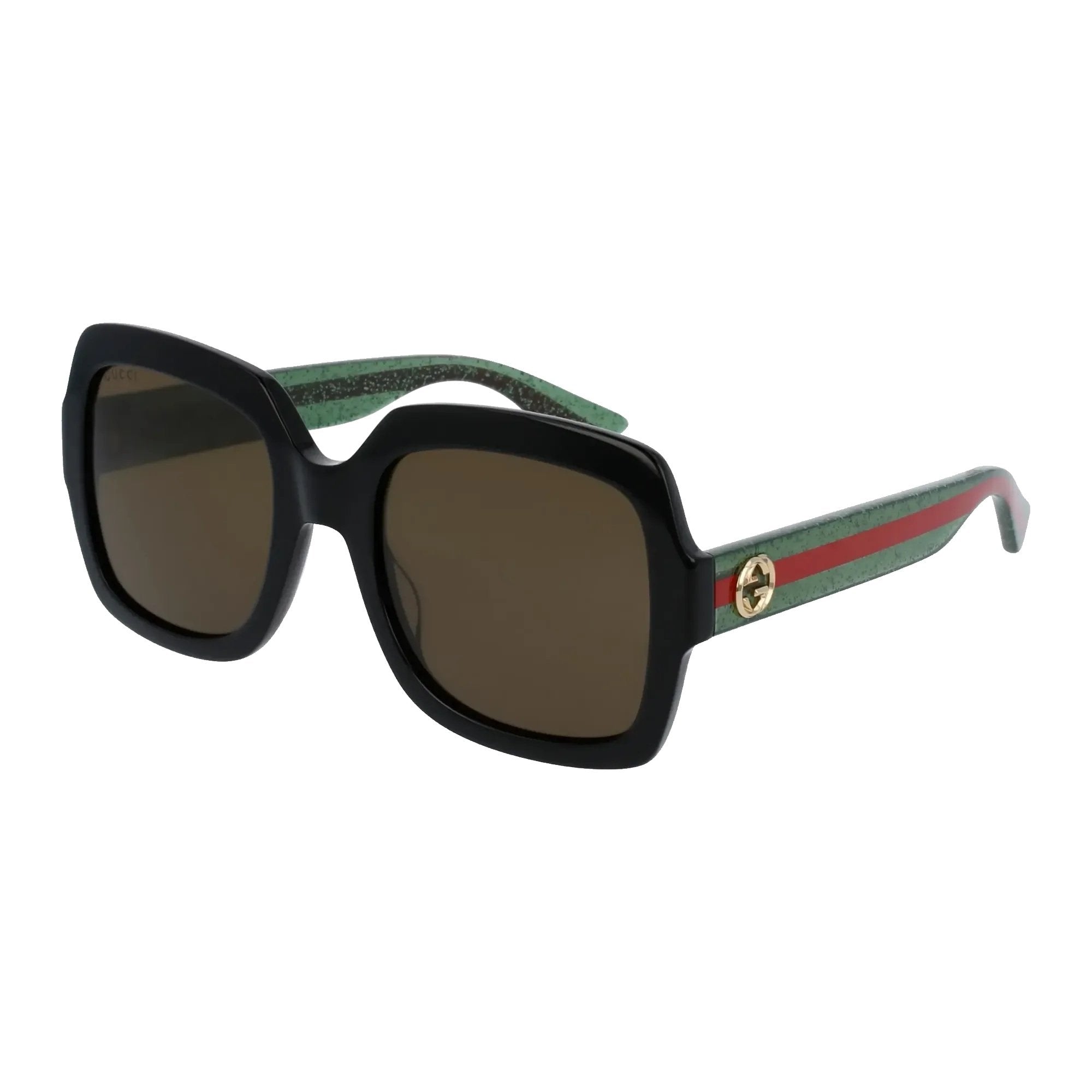 Gucci GG0036SN-002 Sunglasses Black Green Brown Frames; Size 54