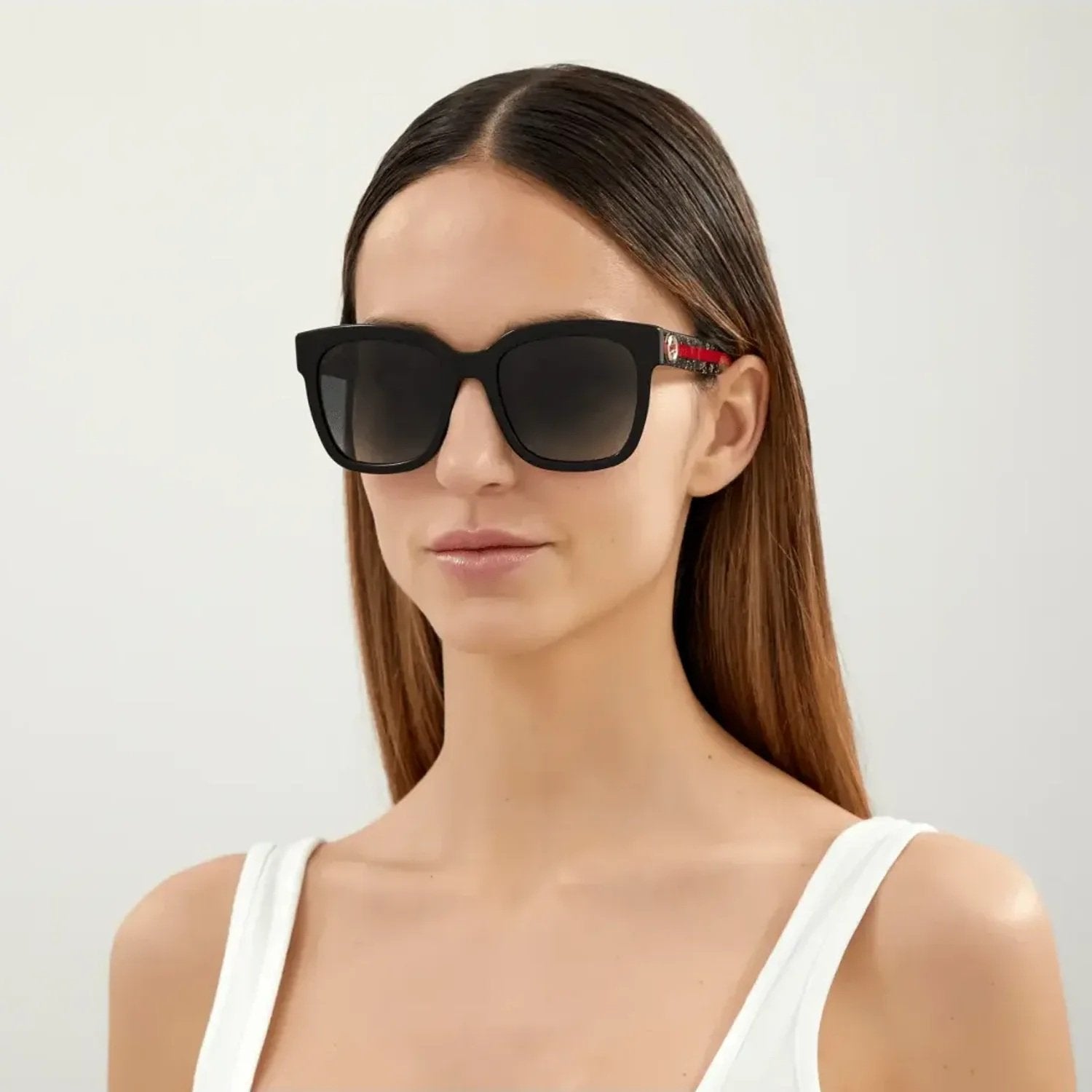 Gucci GG0034SN-002 Sunglasses Black Green Grey Frames; Size 54