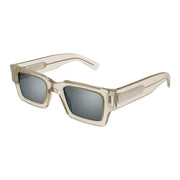 Saint Laurent SL 572-003 Sunglasses Beige Silver Frames; Size 50