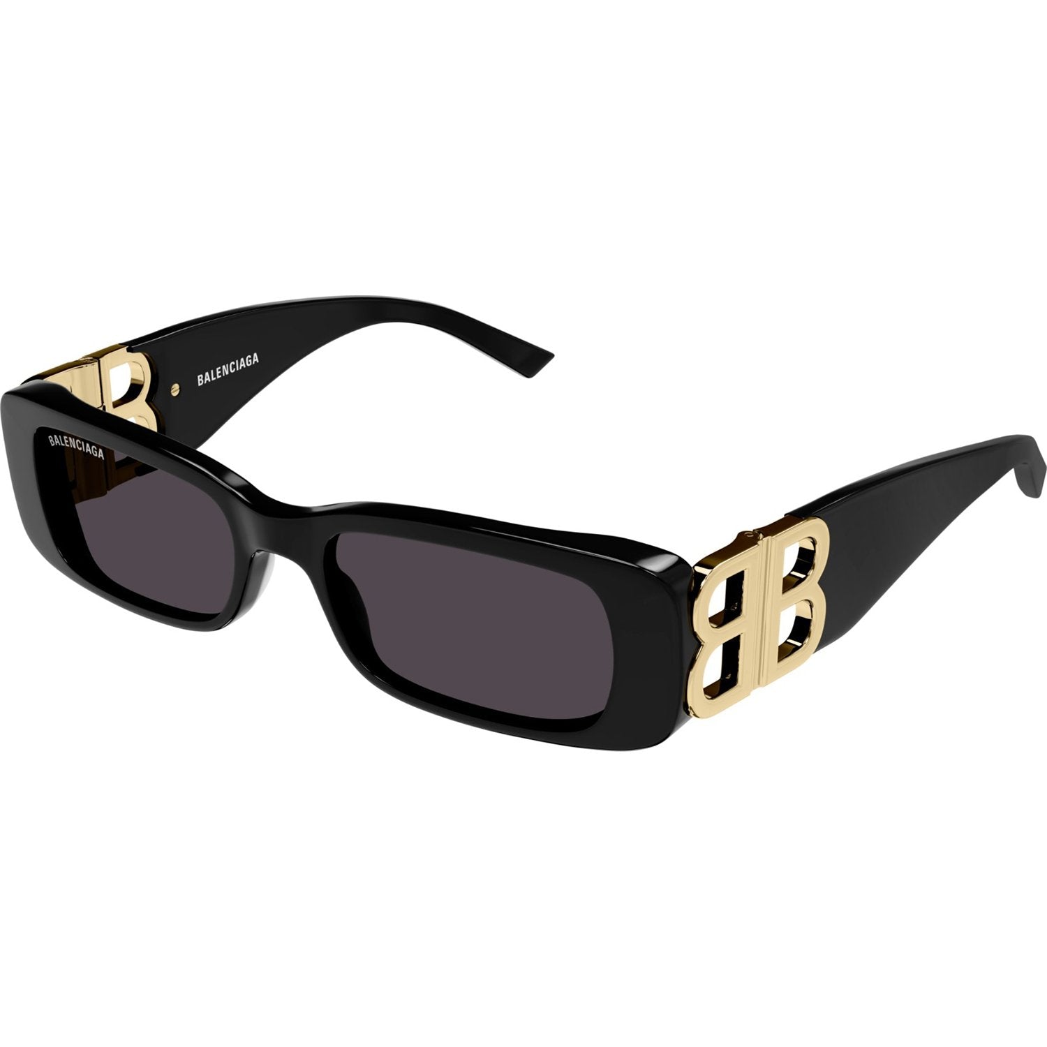 Balenciaga BB0096S-001 Sunglasses Black Gold Grey Frames; Size 51