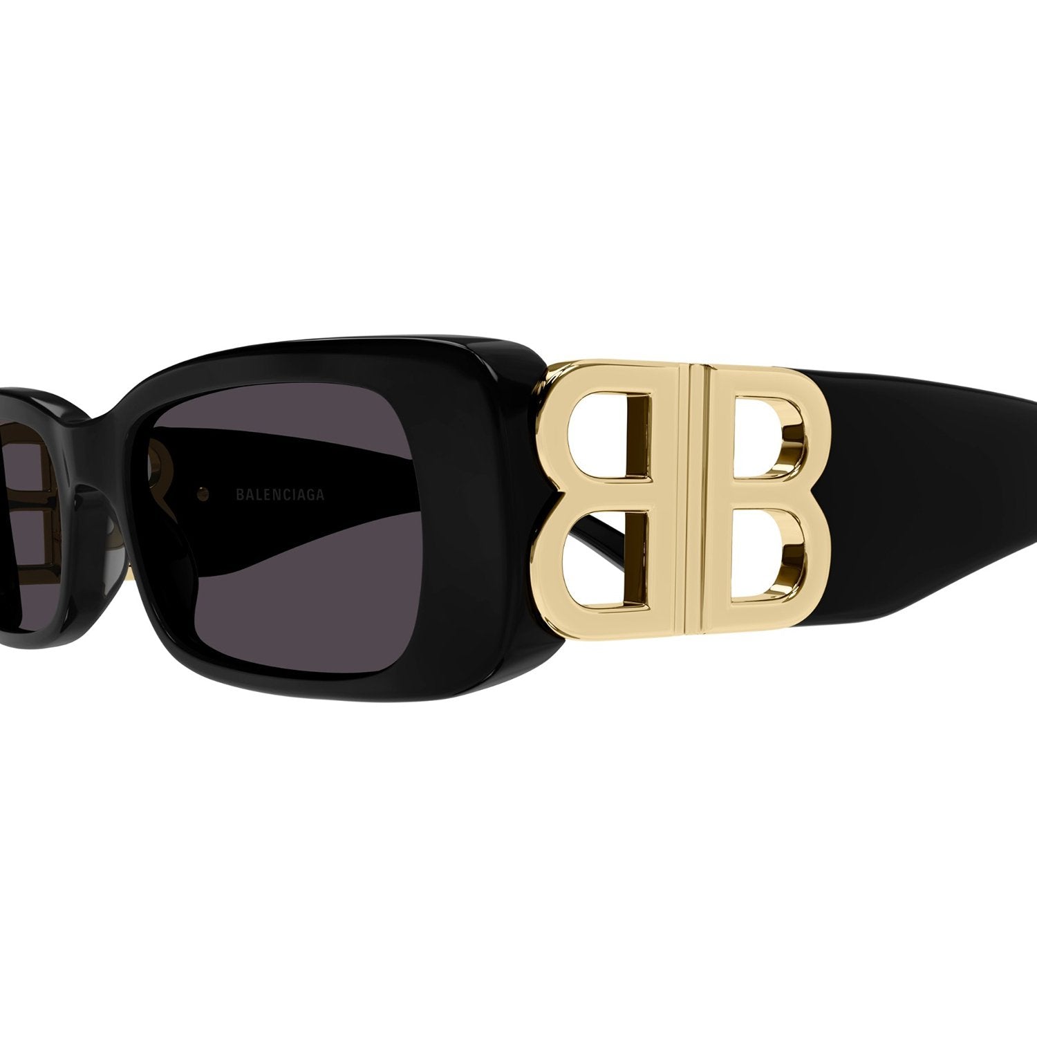 Balenciaga BB0096S-001 Sunglasses Black Gold Grey Frames; Size 51