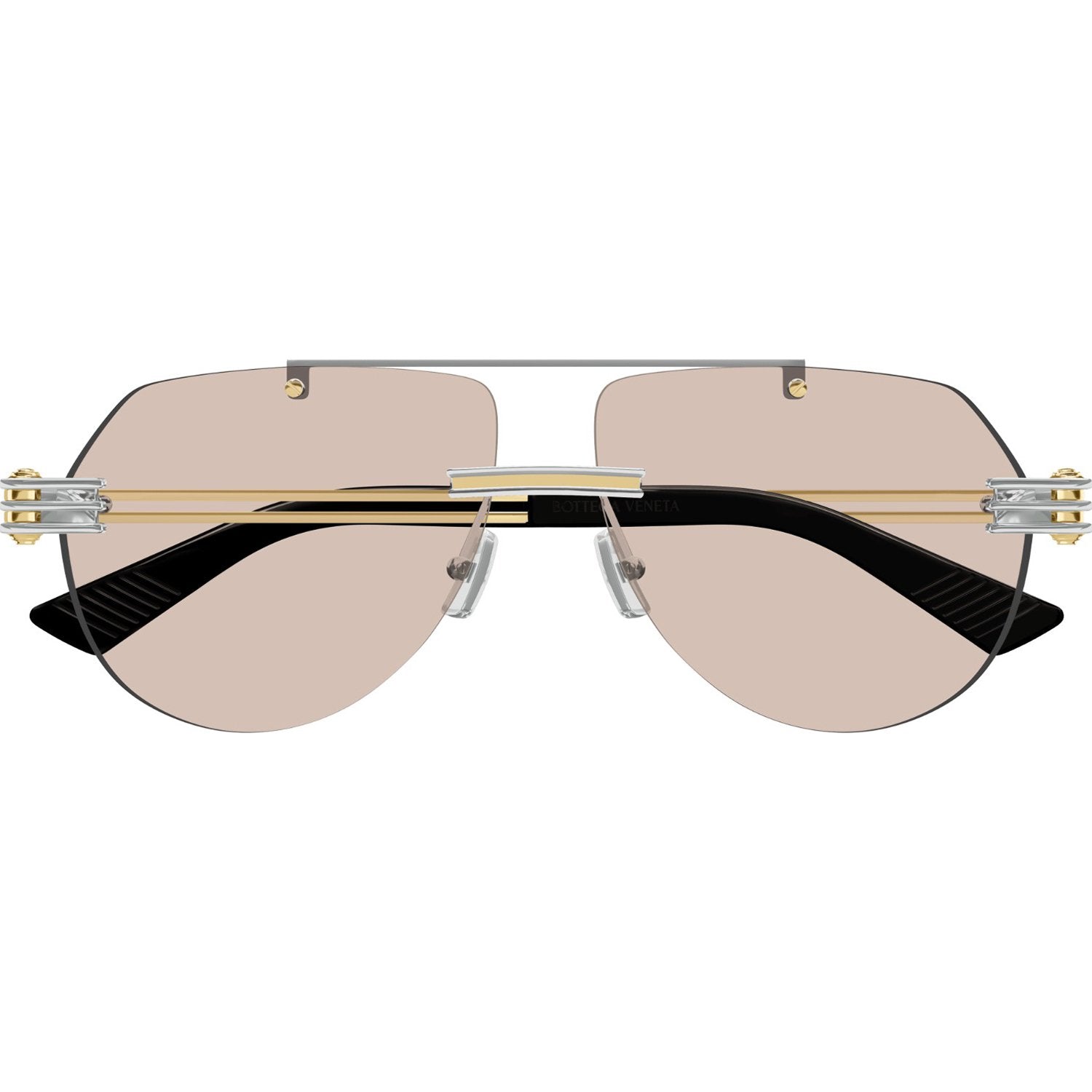 Bottega Veneta BV1342S-002 Sunglasses Silver Gold Brown Frames; Size 59