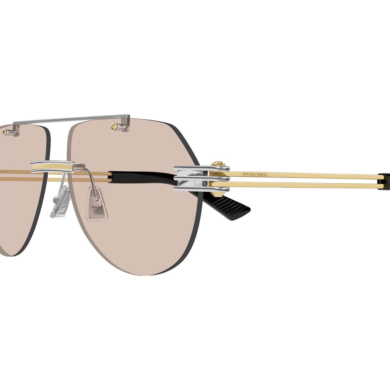 Bottega Veneta BV1342S-002 Sunglasses Silver Gold Brown Frames; Size 59