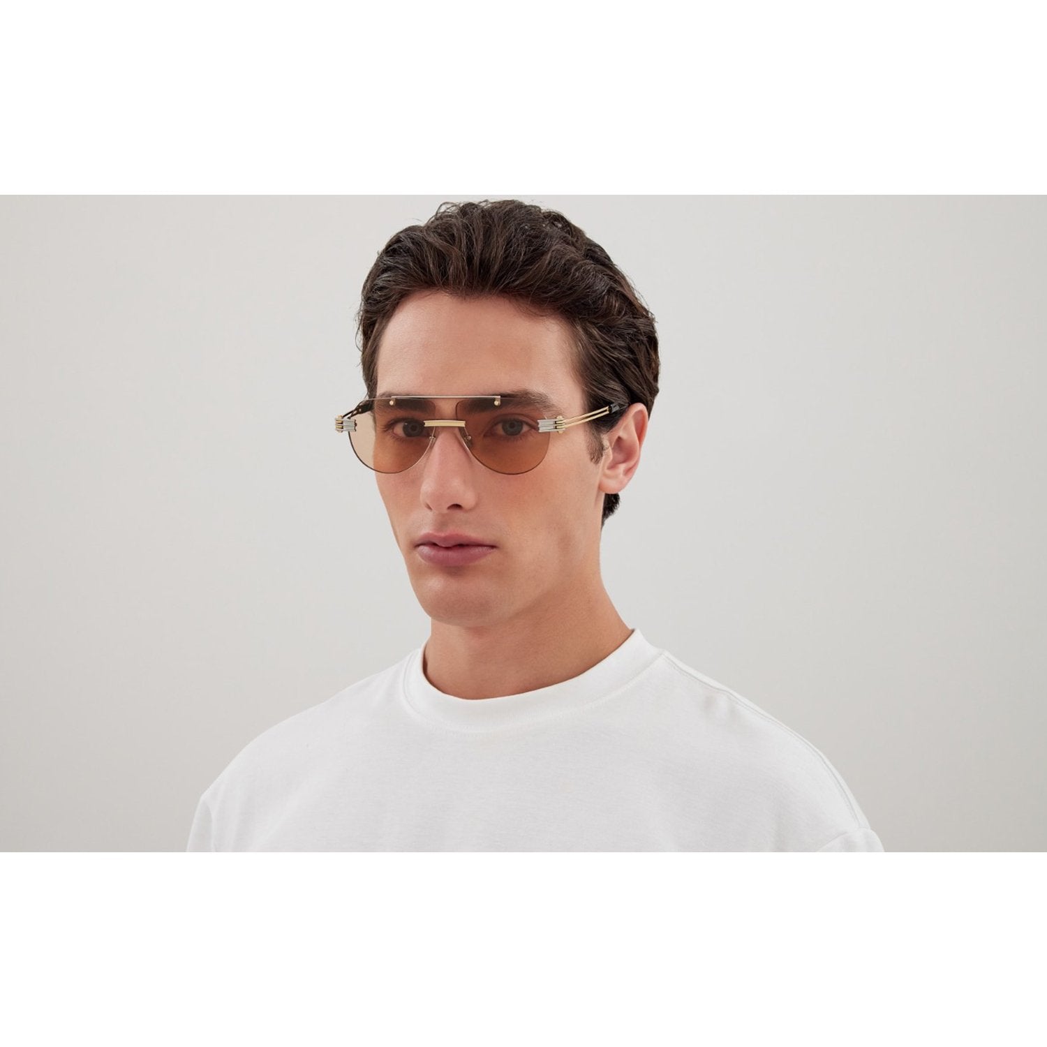 Bottega Veneta BV1342S-002 Sunglasses Silver Gold Brown Frames; Size 59