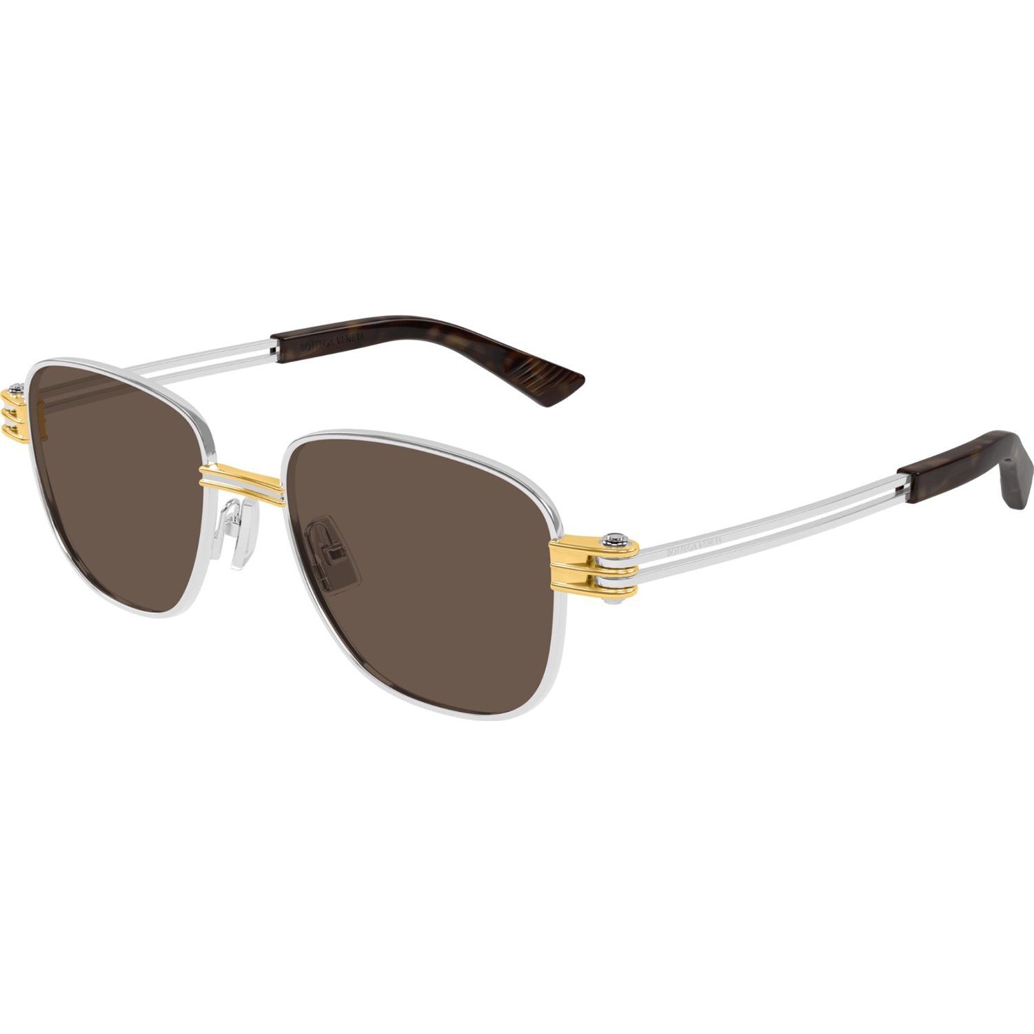 Bottega Veneta BV1380S-001 Sunglasses Silver Brown Frames; Size 51
