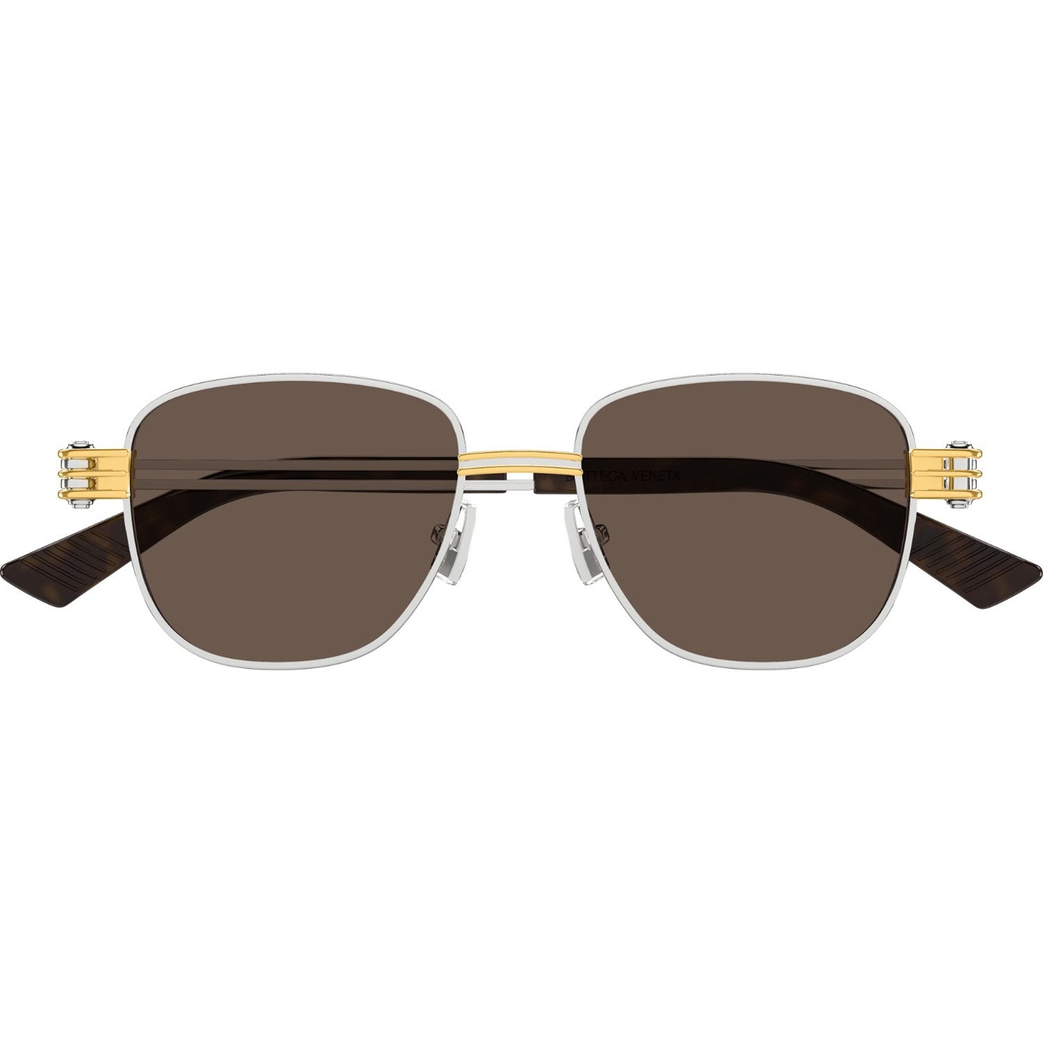 Bottega Veneta BV1380S-001 Sunglasses Silver Brown Frames; Size 51