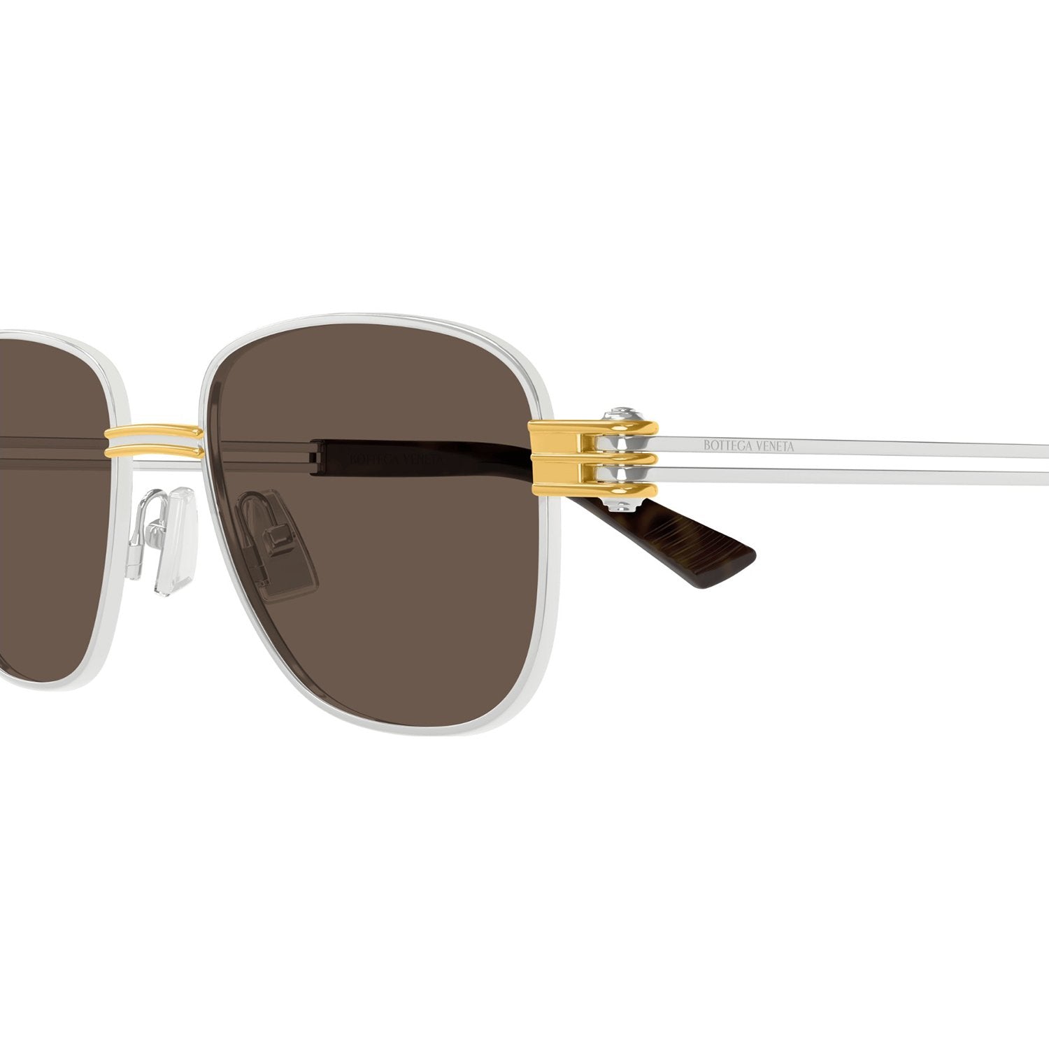 Bottega Veneta BV1380S-001 Sunglasses Silver Brown Frames; Size 51