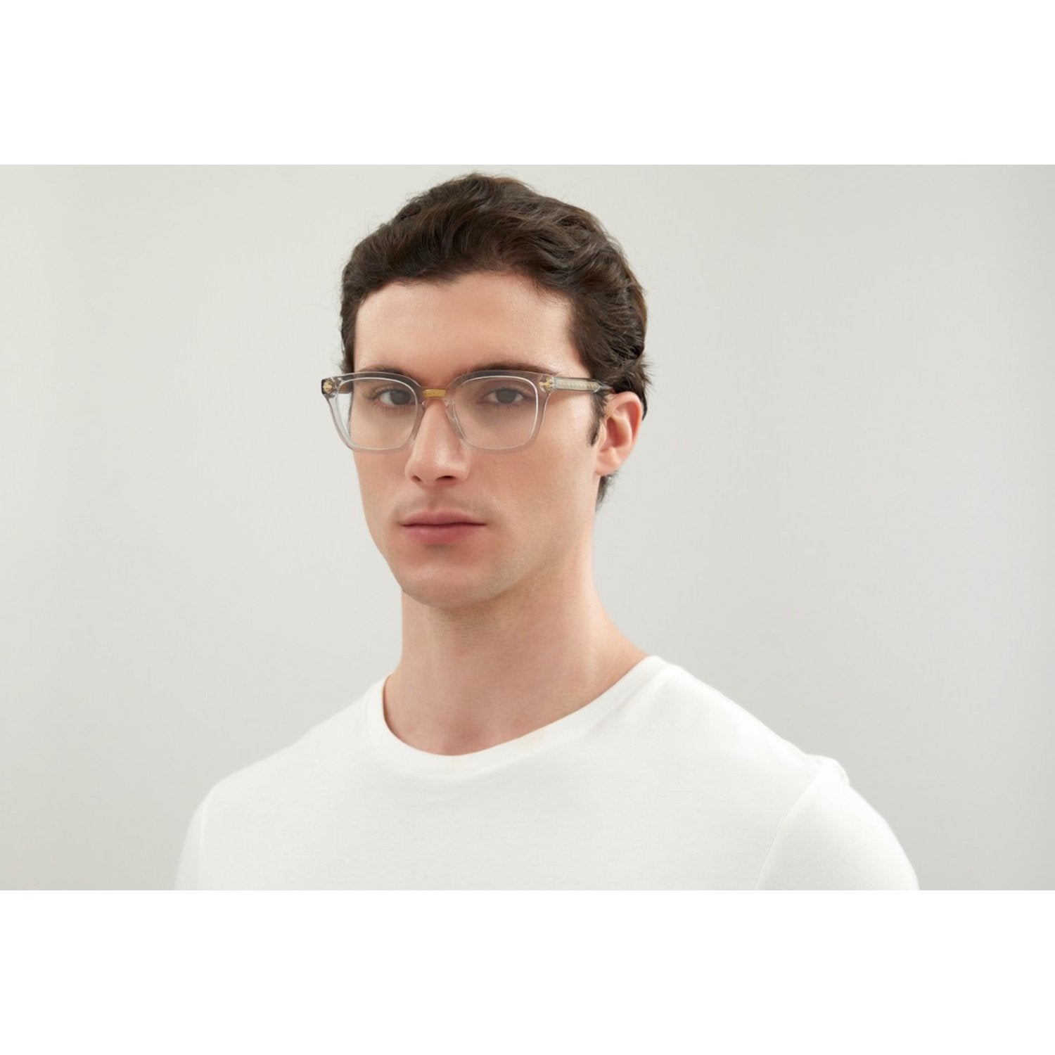 Gucci GG0184O-005 Optical Grey Transparent Frames; Size 50