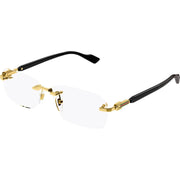 Gucci GG1221O-001 Optical Gold Black Transparent Frames; Size 56