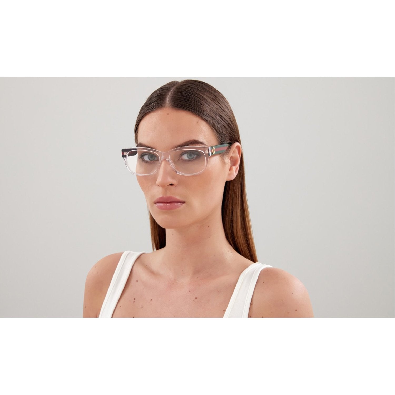 Gucci GG0278O-016 Optical Crystal Green Transparent Frames; Size 55