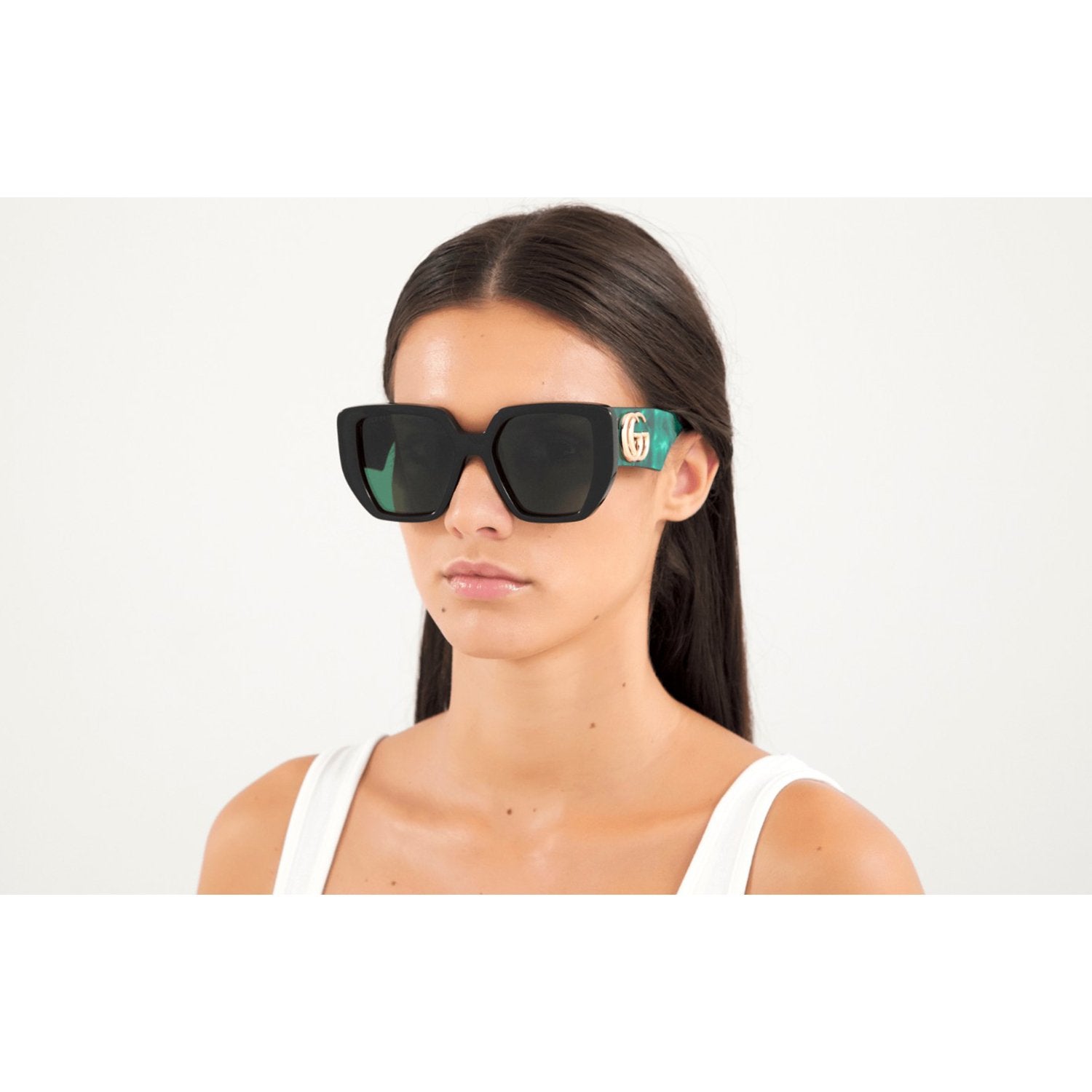 Gucci GG0956S-001 Sunglasses Black Green Frames; Size 54