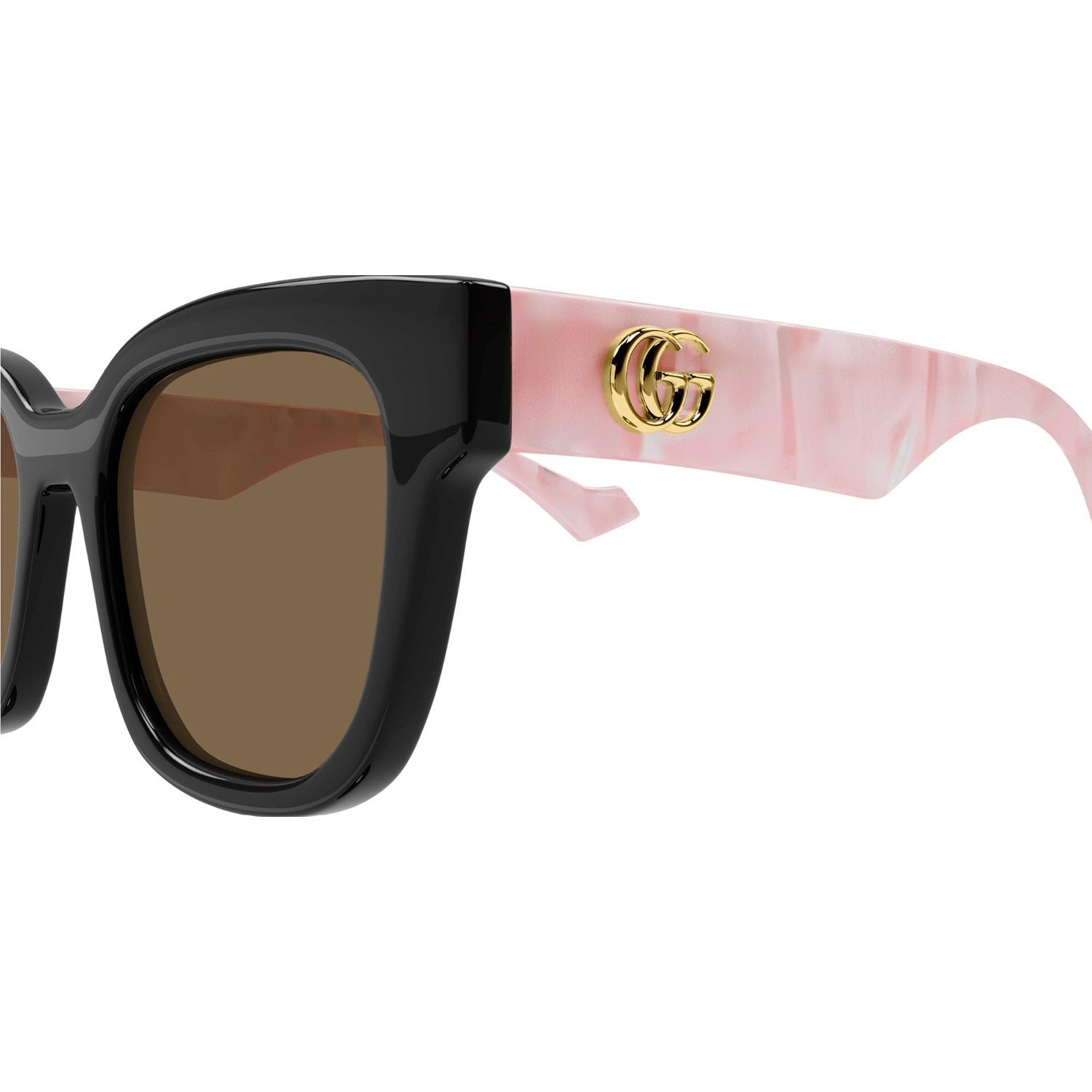 Gucci GG0998S-005 Sunglasses Black Pink Brown Frames; Size 52