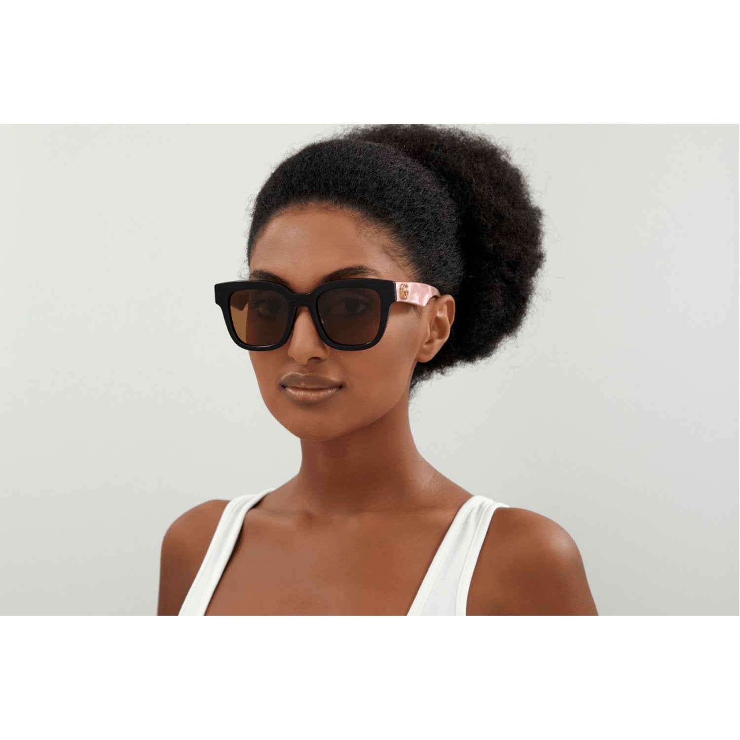 Gucci GG0998S-005 Sunglasses Black Pink Brown Frames; Size 52