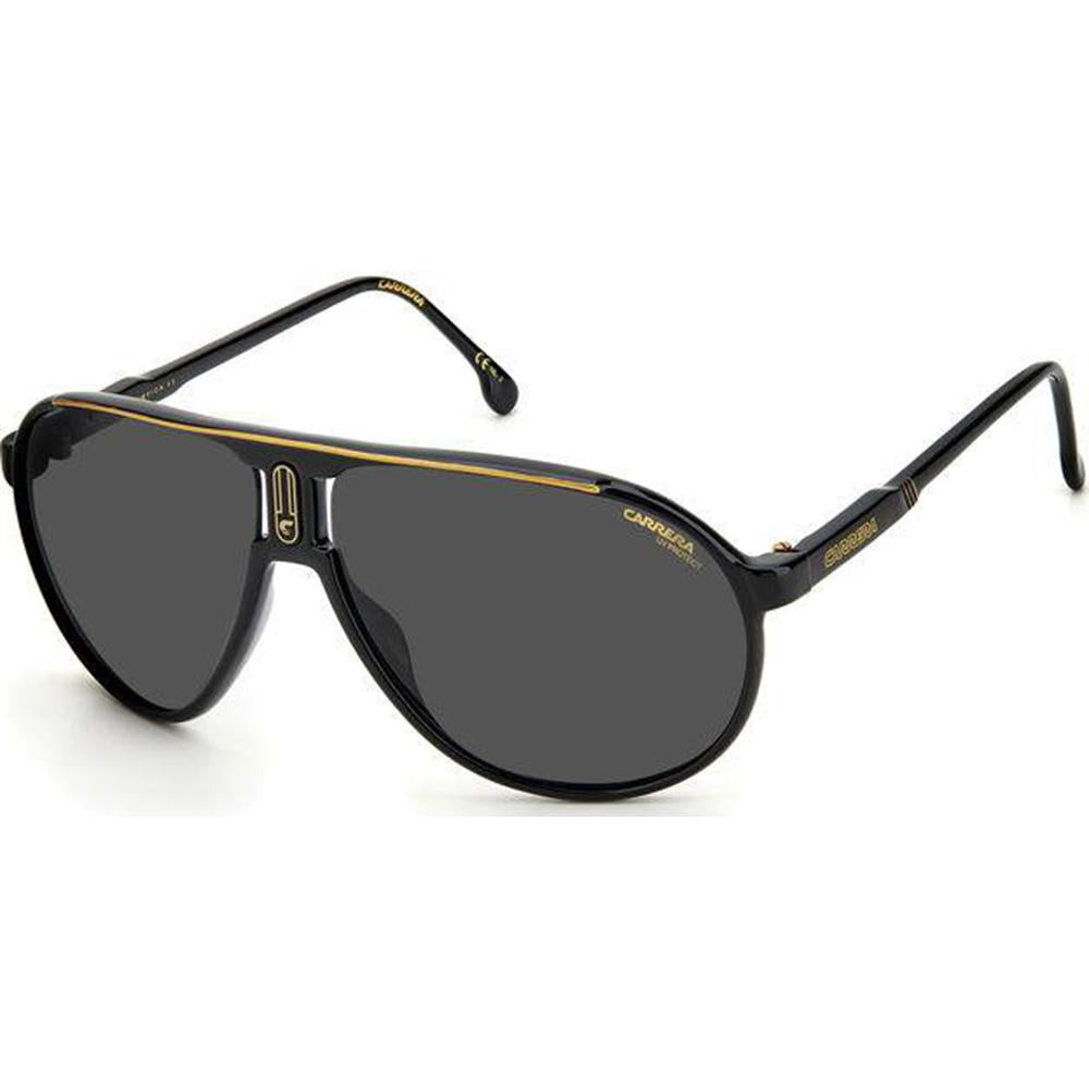 Carrera 204584 Champion65/N Sunglasses Black Frames Grey Solid Tint Lenses; Size 62
