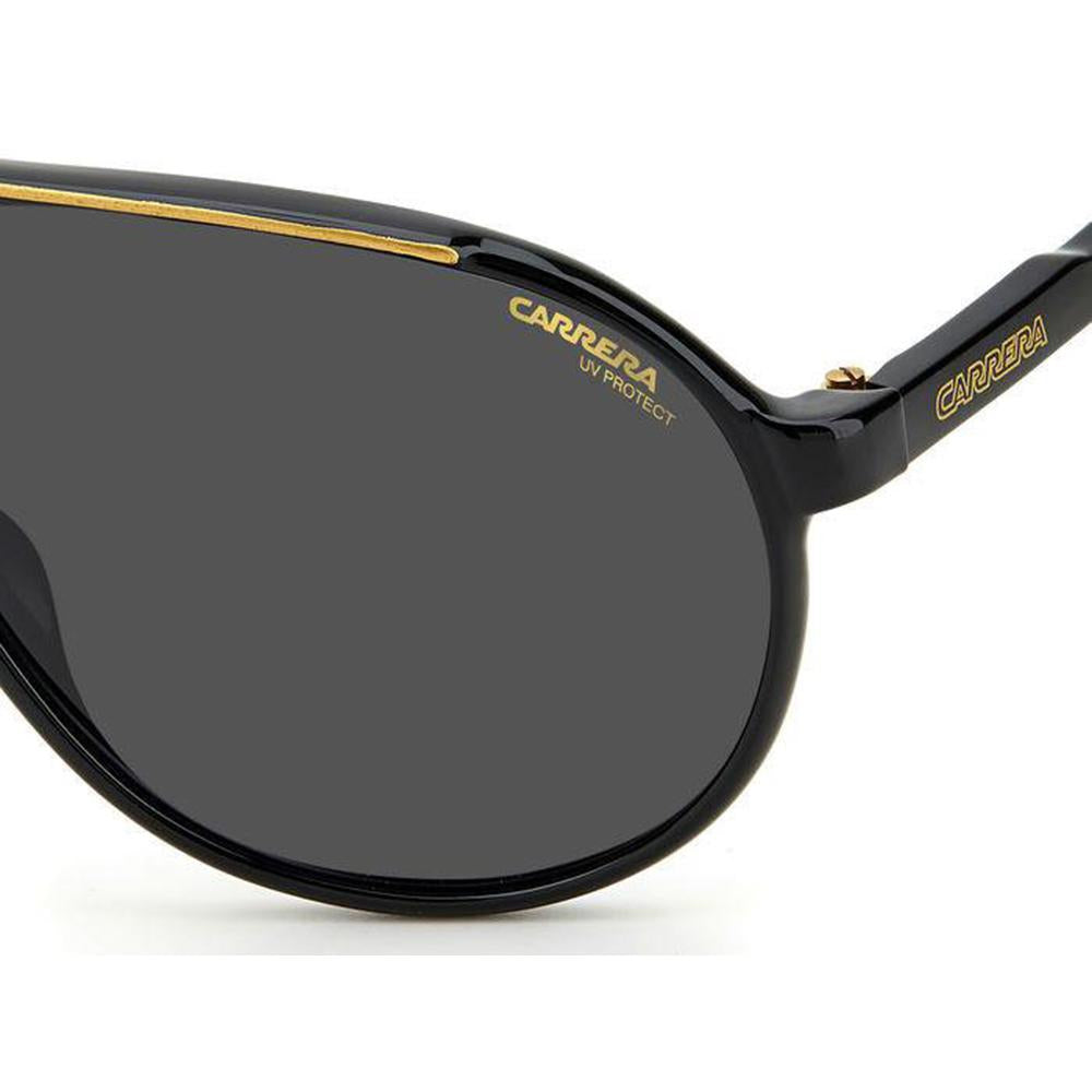 Carrera 204584 Champion65/N Sunglasses Black Frames Grey Solid Tint Lenses; Size 62