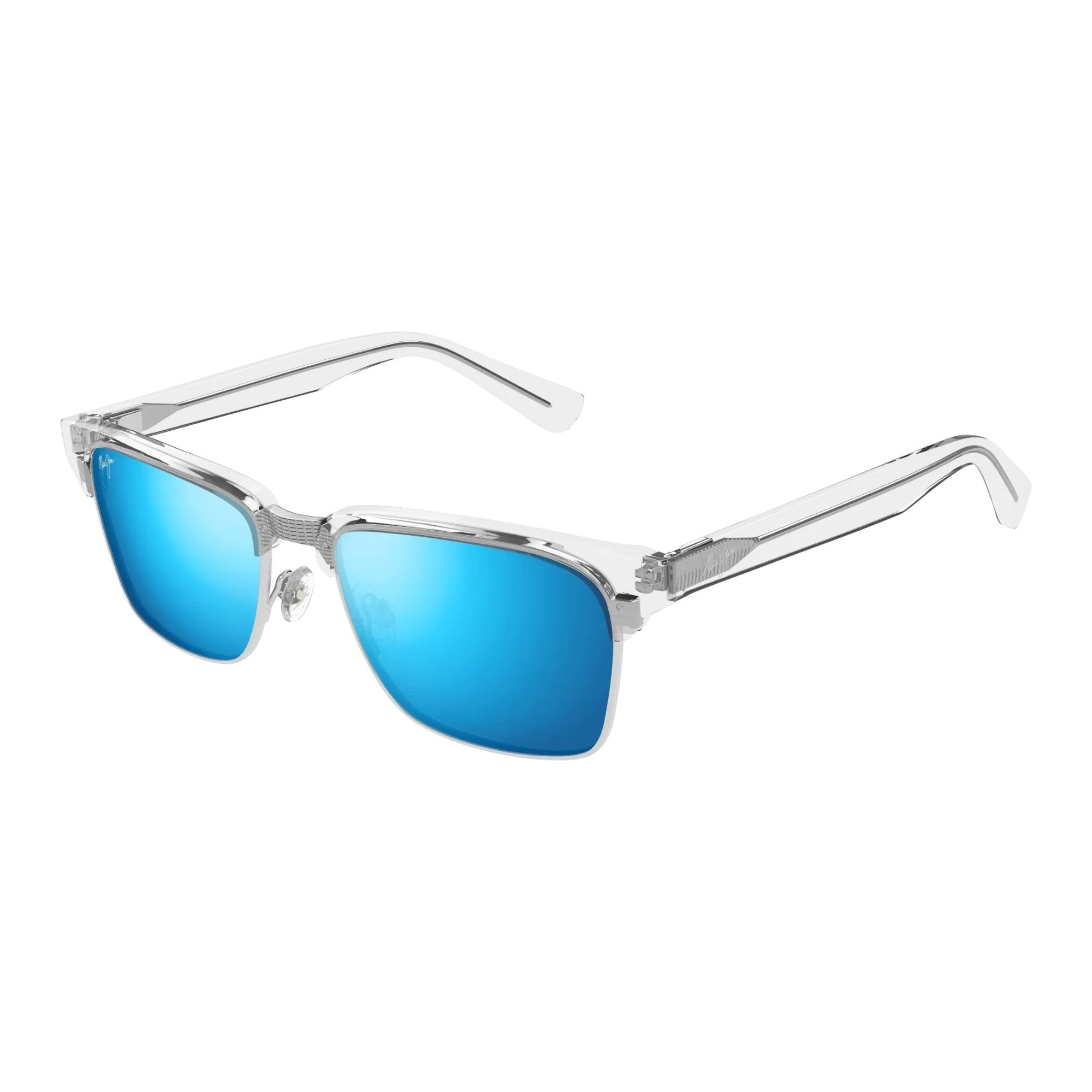Maui Jim B257-05CR Kawika Sunglasses Clear Frames Blue Hawaii Full Mirror Lenses; Size 54