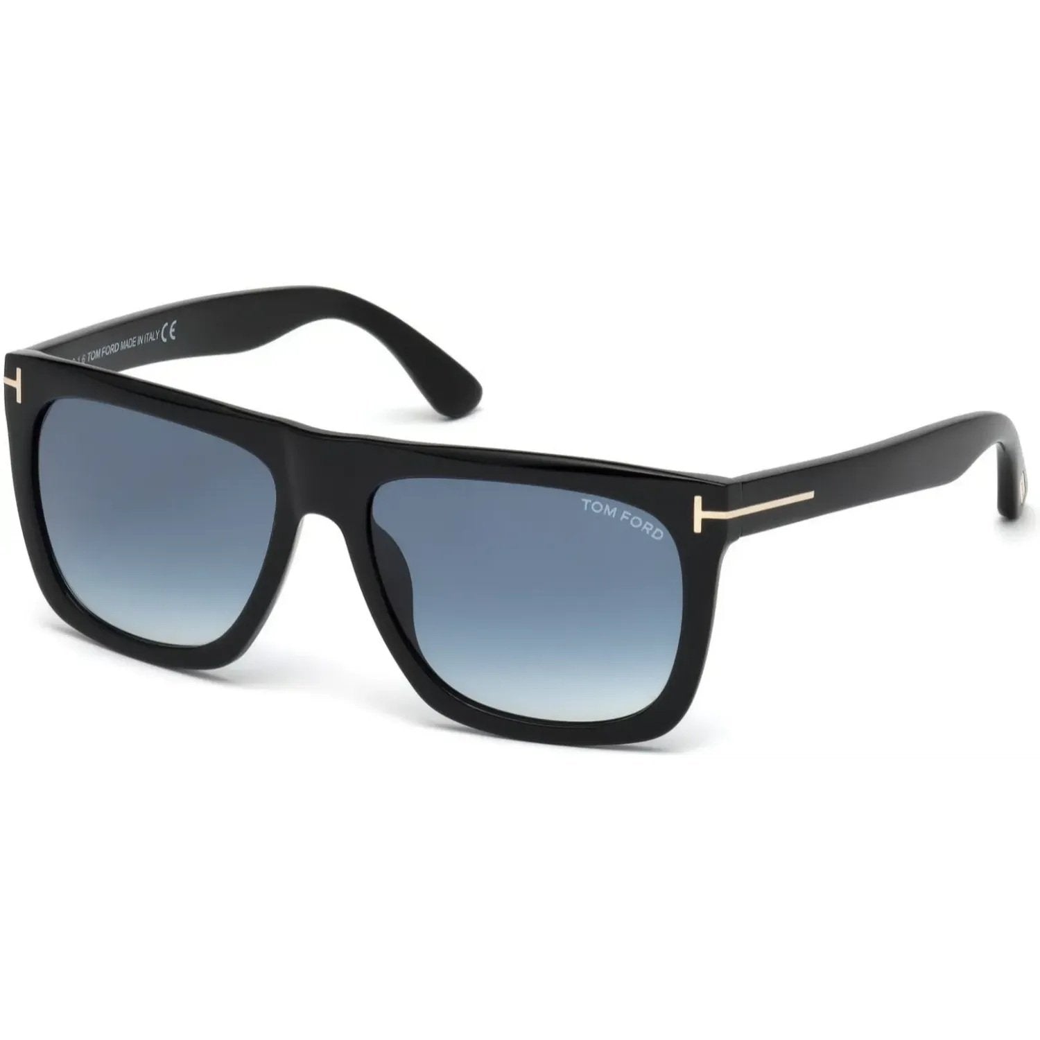 Tom Ford FT0513 Sunglasses Shiny Black Frames Gradient Blue Lenses; Size 57