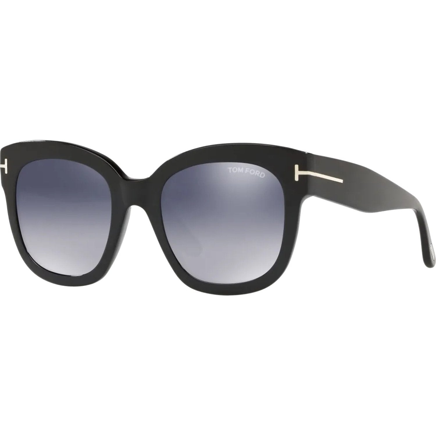 Tom Ford FT0613 Sunglasses Shiny Black Frames Smoke Mirror Lenses; Size 52