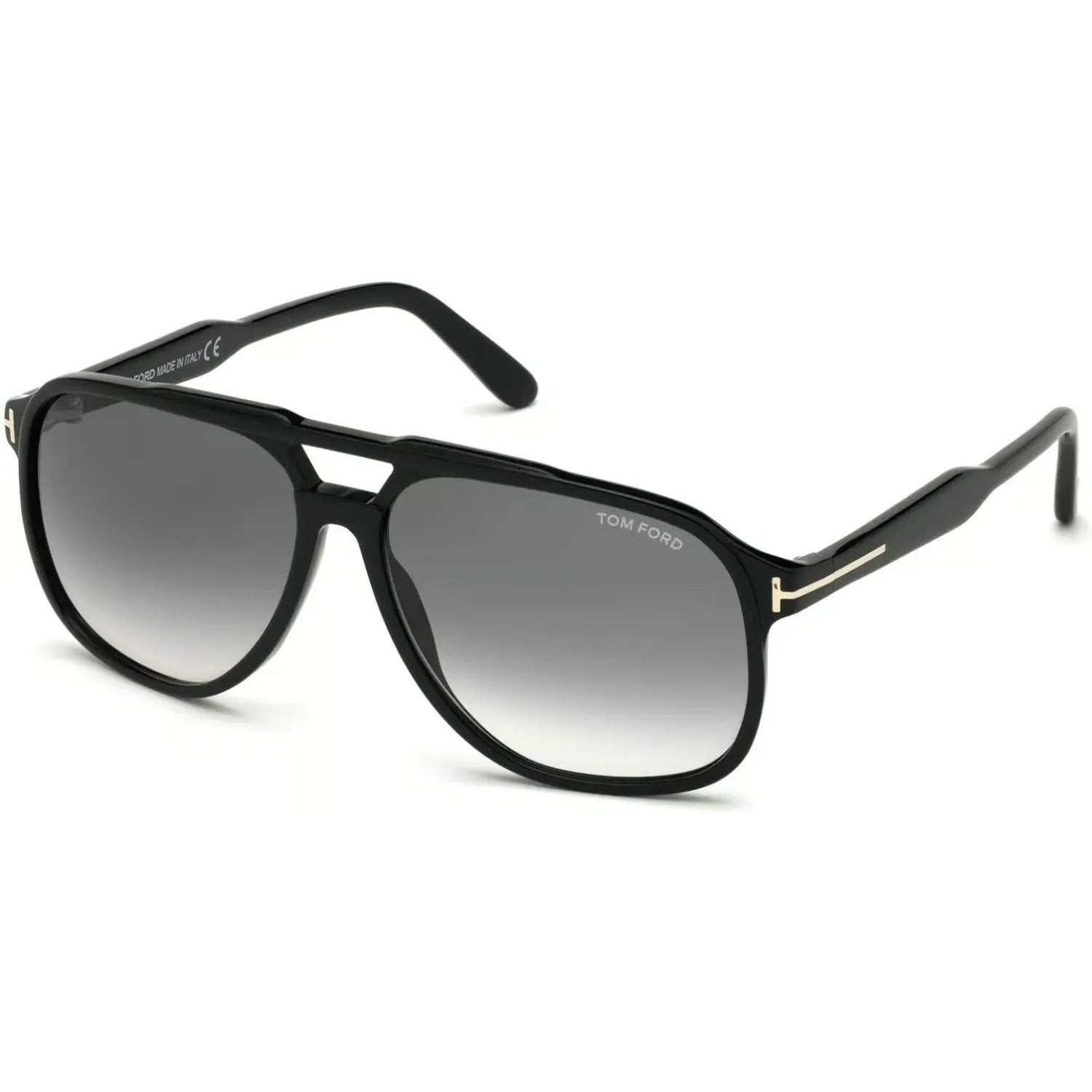 Tom Ford FT0753 Sunglasses Shiny Black Frames Gradient Smoke Lenses; Size 62