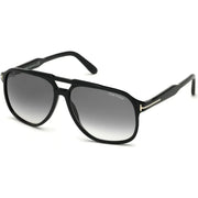 Tom Ford FT0753 Sunglasses Shiny Black Frames Gradient Smoke Lenses; Size 62
