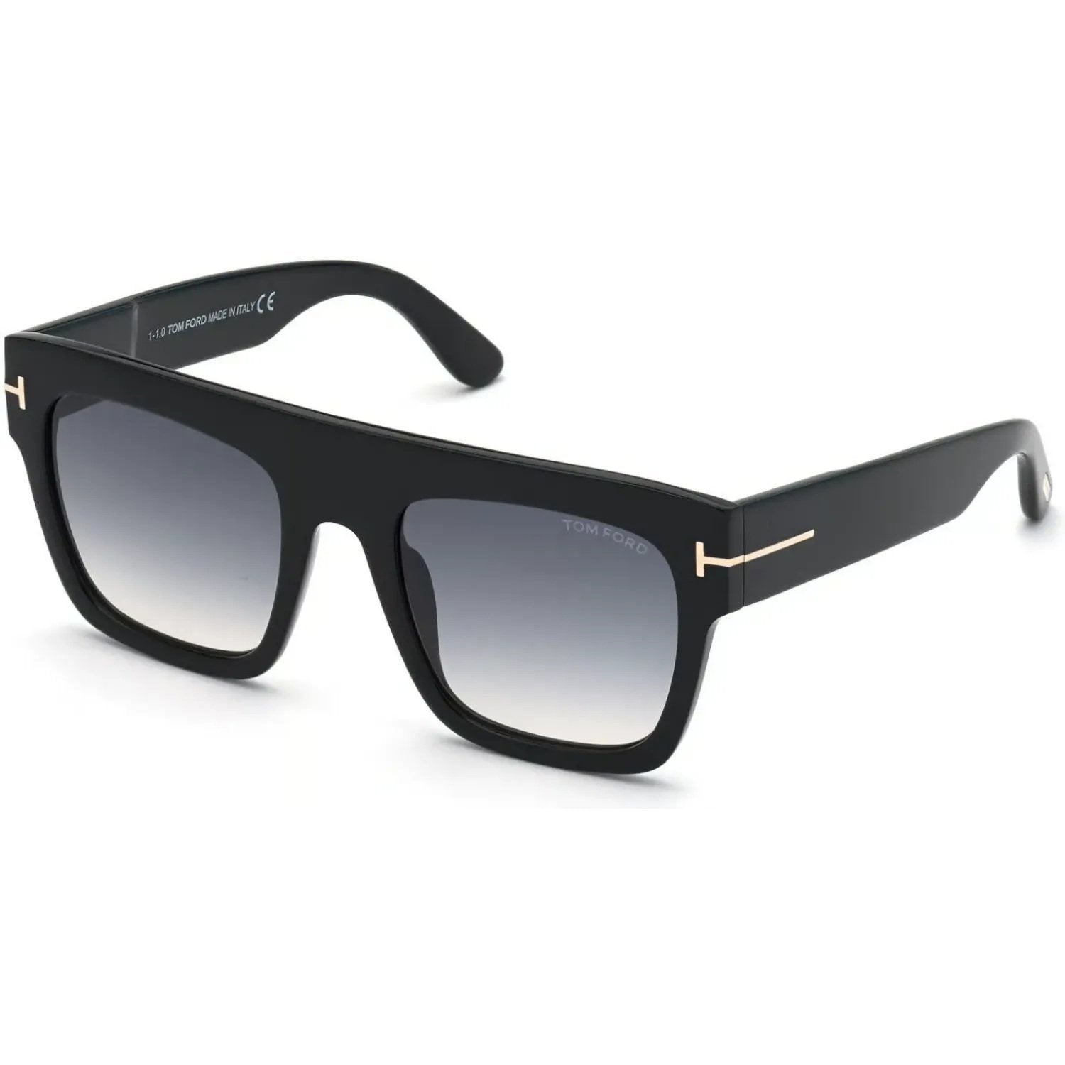 Tom Ford FT0847 Sunglasses Shiny Black Frames Gradient Smoke Lenses; Size 52