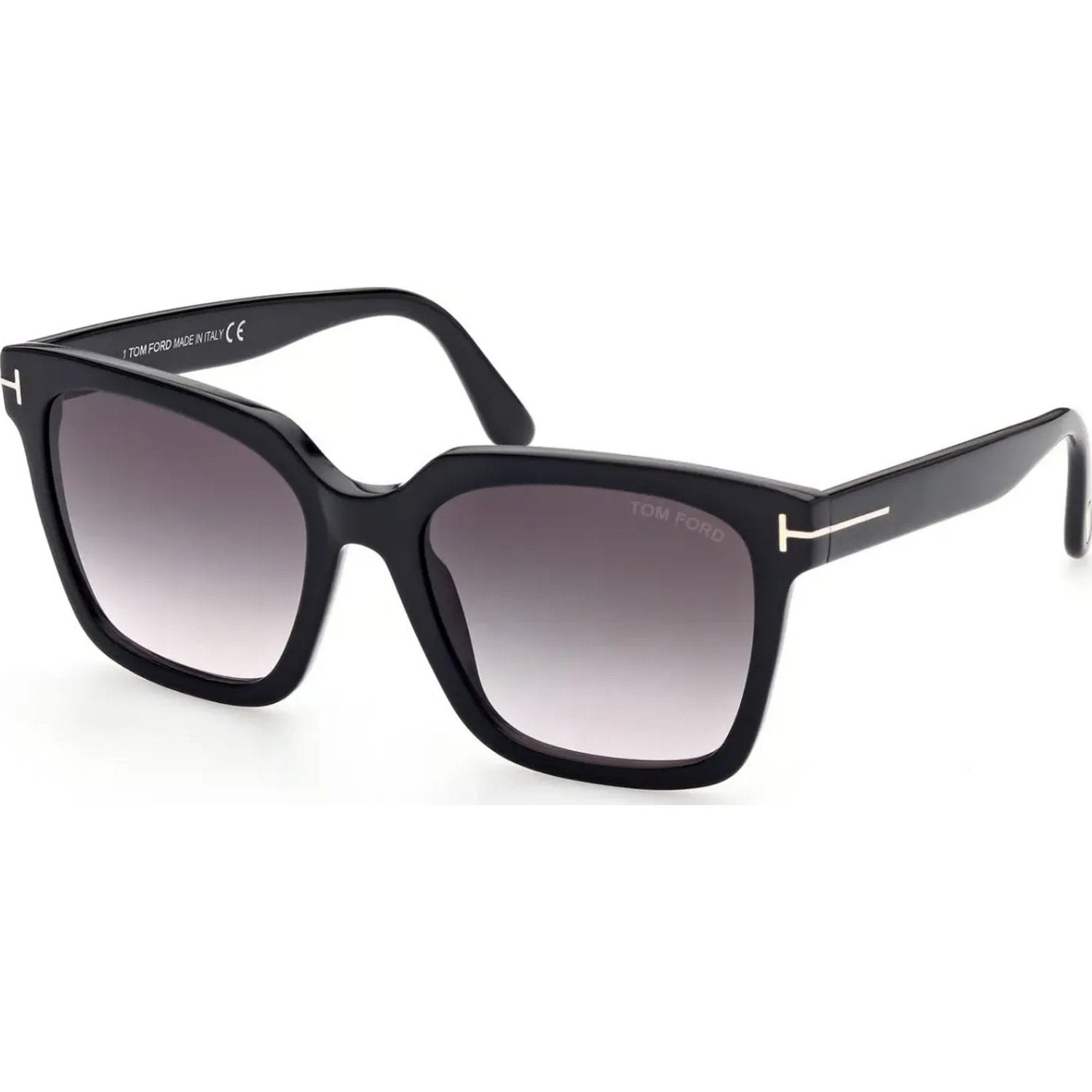 Tom Ford FT0952 Sunglasses Shiny Black Frames Gradient Smoke Lenses; Size 55