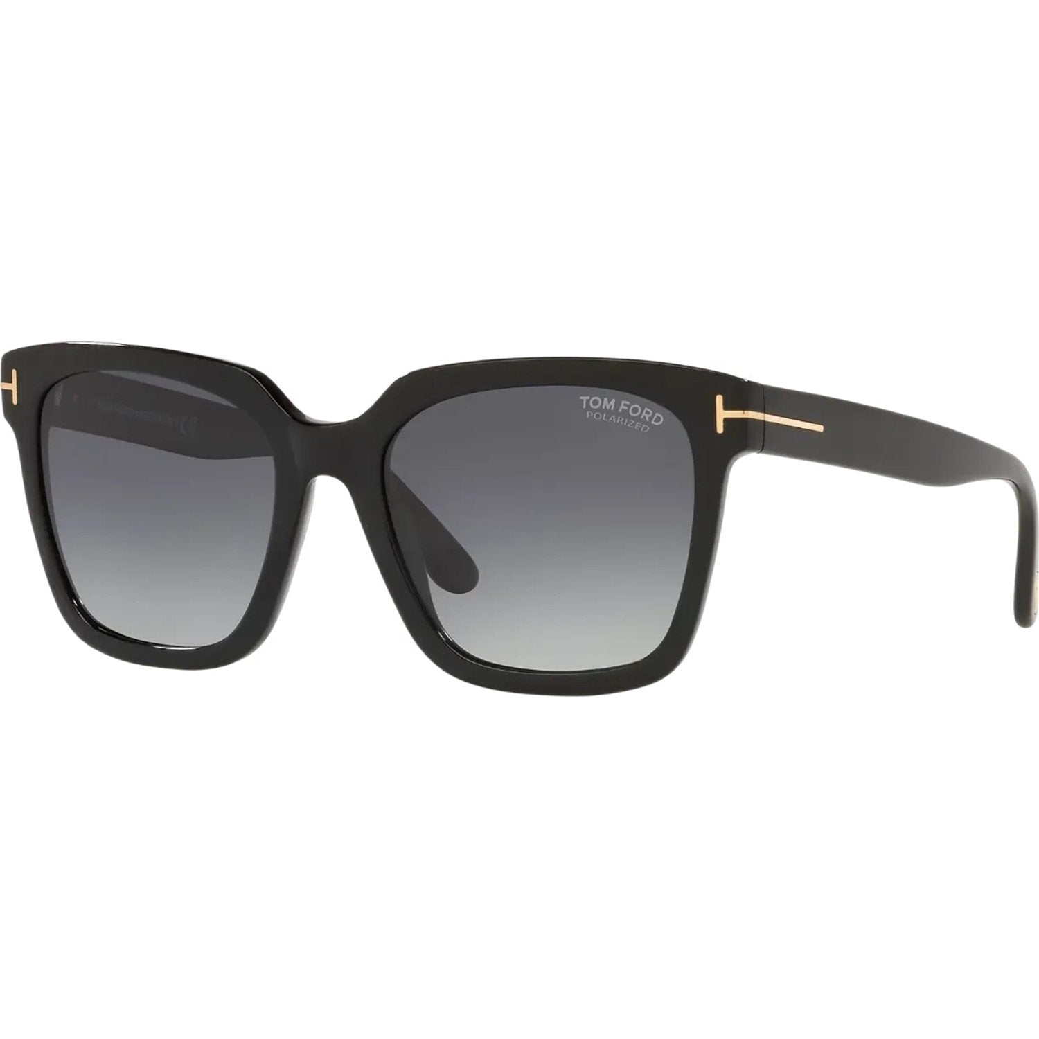 Tom Ford FT0952 Sunglasses Shiny Black Frames Smoke Polarized Lenses; Size 55