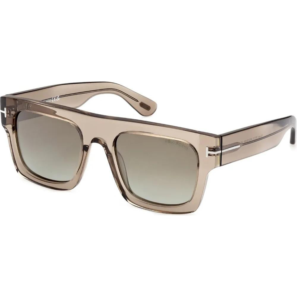 Tom Ford FT0711 Sunglasses Light Brown Frames Green Mirror Lenses; Size 53