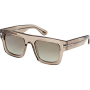 Tom Ford FT0711 Sunglasses Light Brown Frames Green Mirror Lenses; Size 53