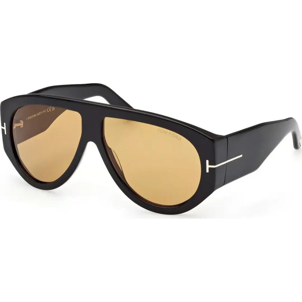 Tom Ford FT1044 Sunglasses Shiny Black Frames Brown Lenses; Size 60