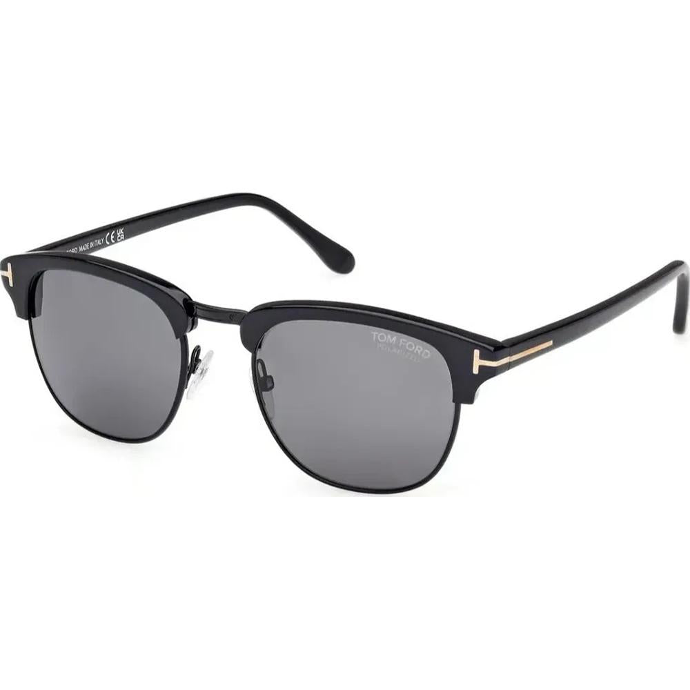 Tom Ford FT0248 Sunglasses Shiny Black Frames Smoke Polarized Lenses; Size 53