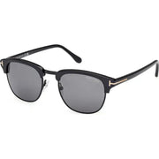 Tom Ford FT0248 Sunglasses Shiny Black Frames Smoke Polarized Lenses; Size 53