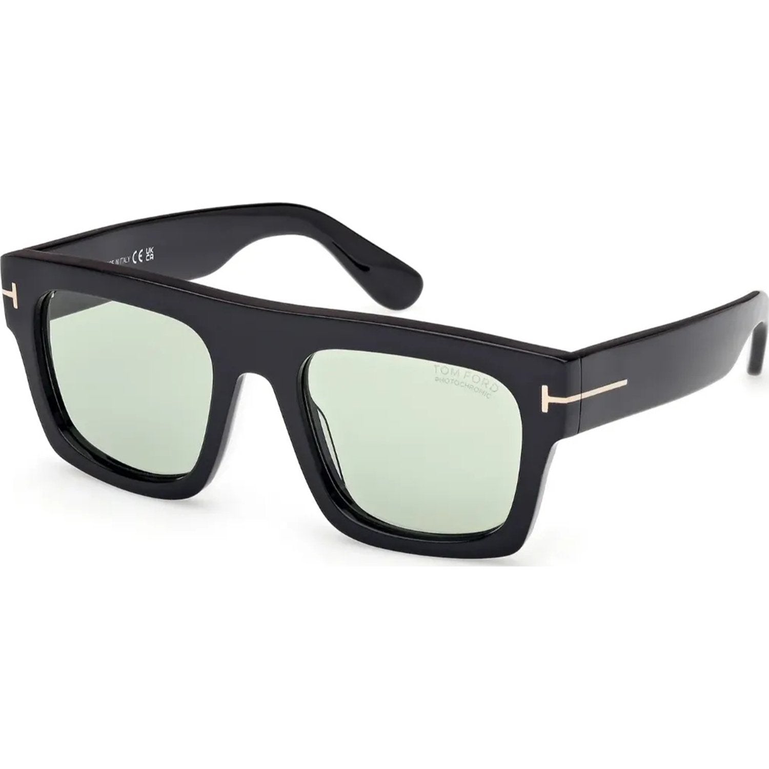 Tom Ford FT0711 Sunglasses Shiny Black Frames Green Lenses; Size 53