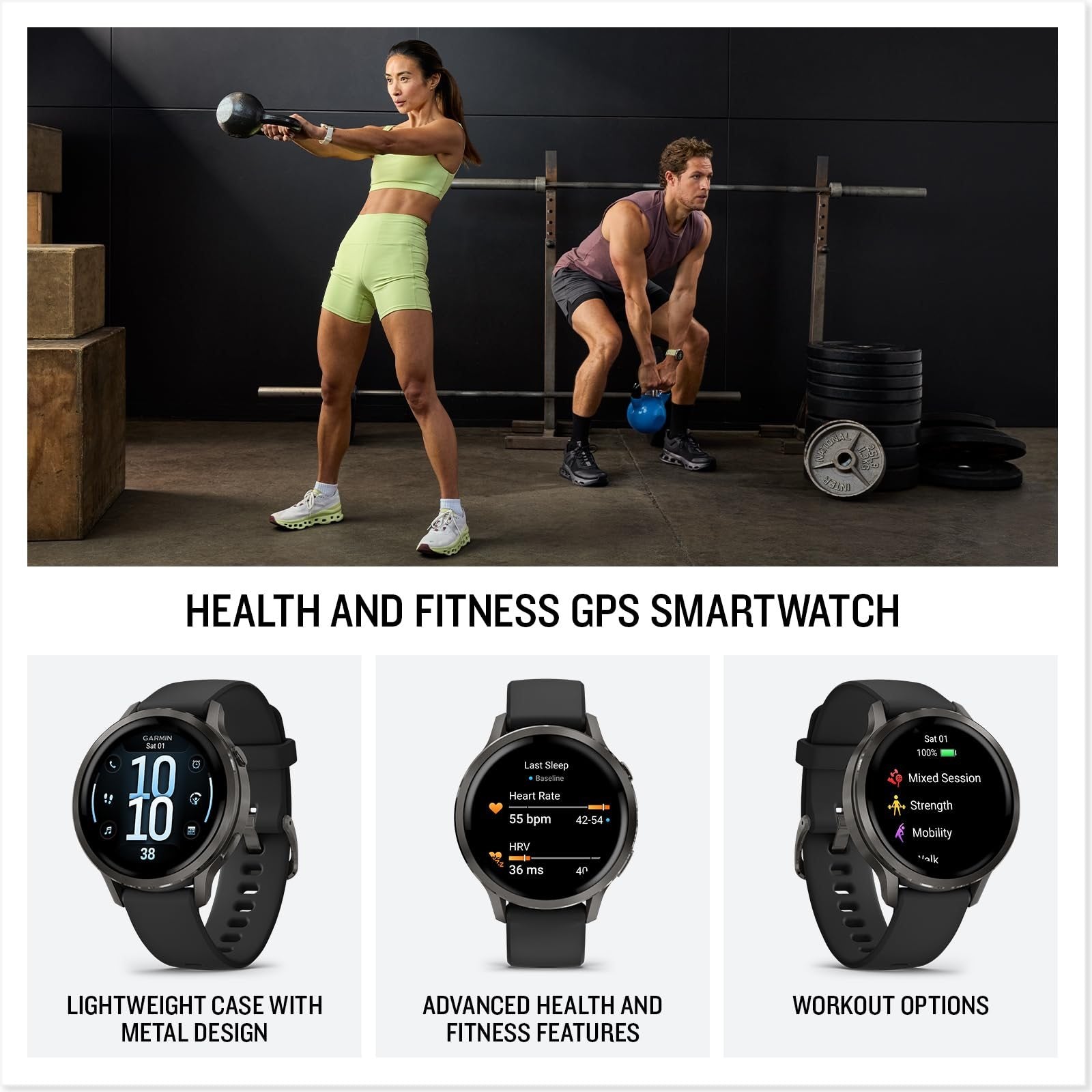 Garmin Venu 4, 41 mm Health & Fitness GPS Smartwatch, Slate with Black Silicone Band