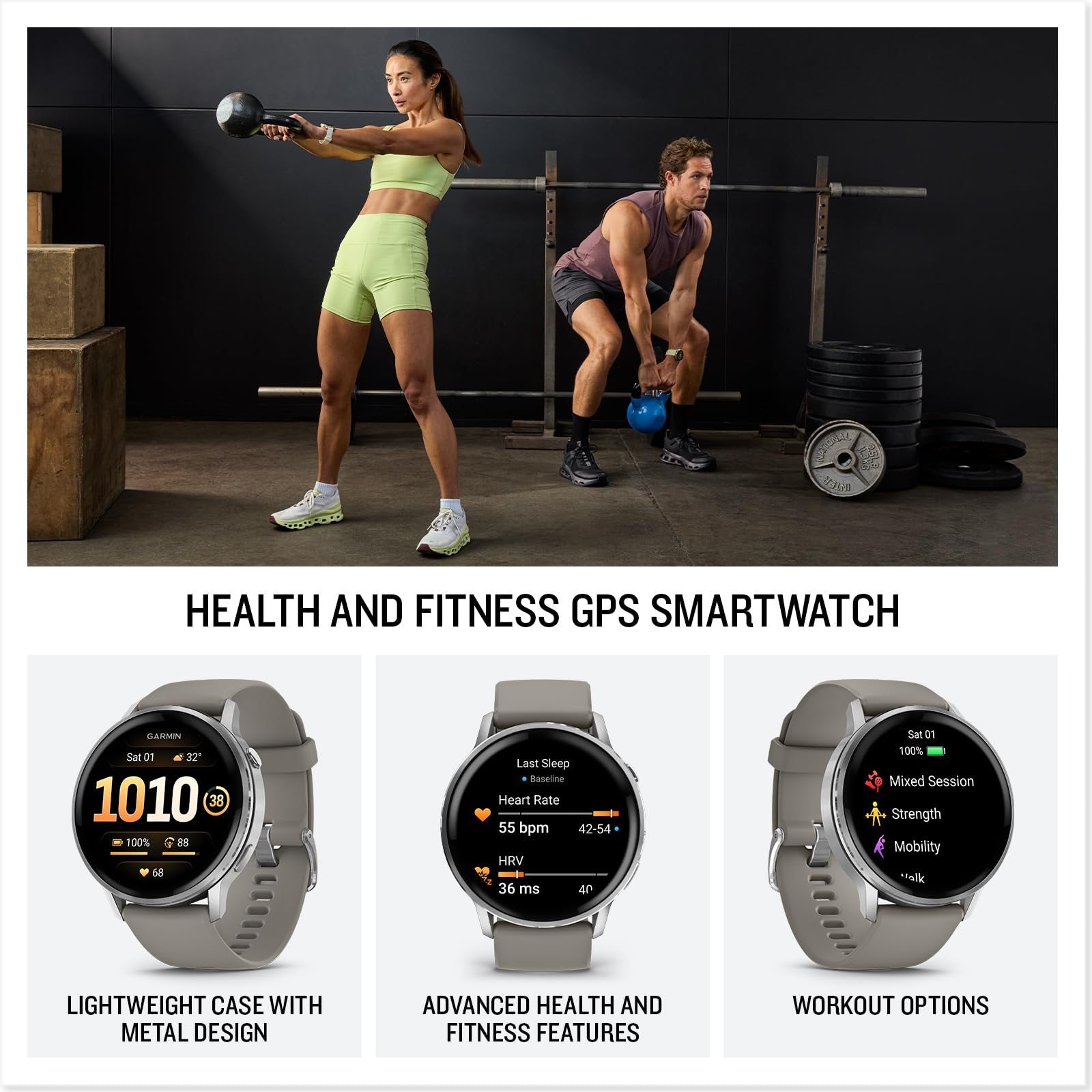 Garmin Venu 4,45 mm Health & Fitness GPS Smartwatch, Silver with Silver Gray Band