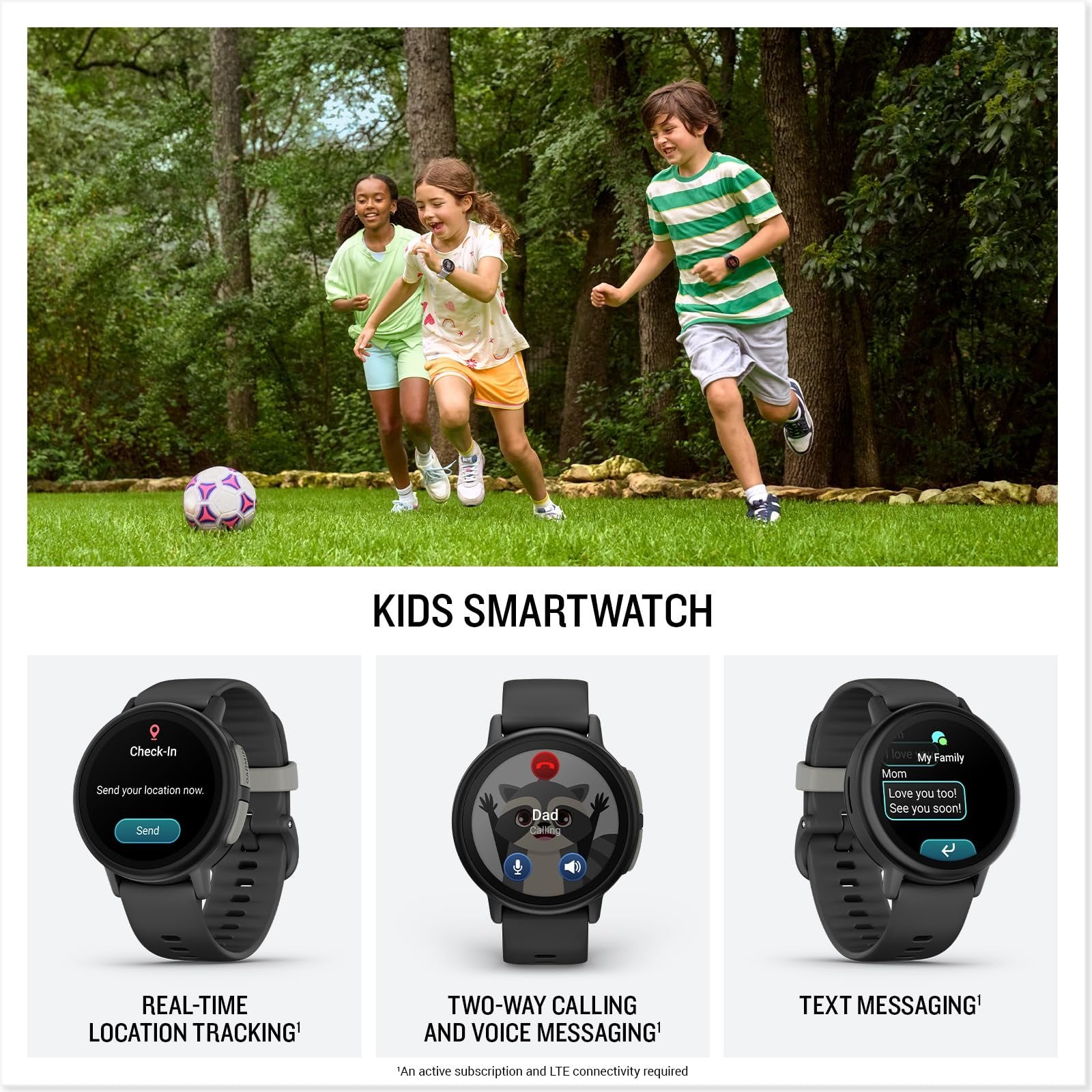 Garmin Bounce 2 Kids Smartwatch with Calling, Slate Gray